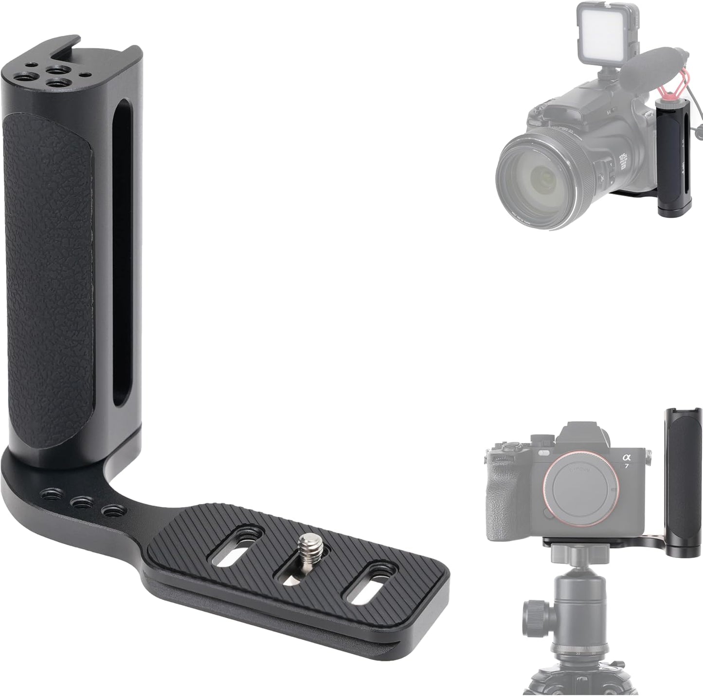FOTGA 1/4"-20 Universal Side Handle Hand Grip Holder Video Stabilizer with Arca Swiss Base Plate