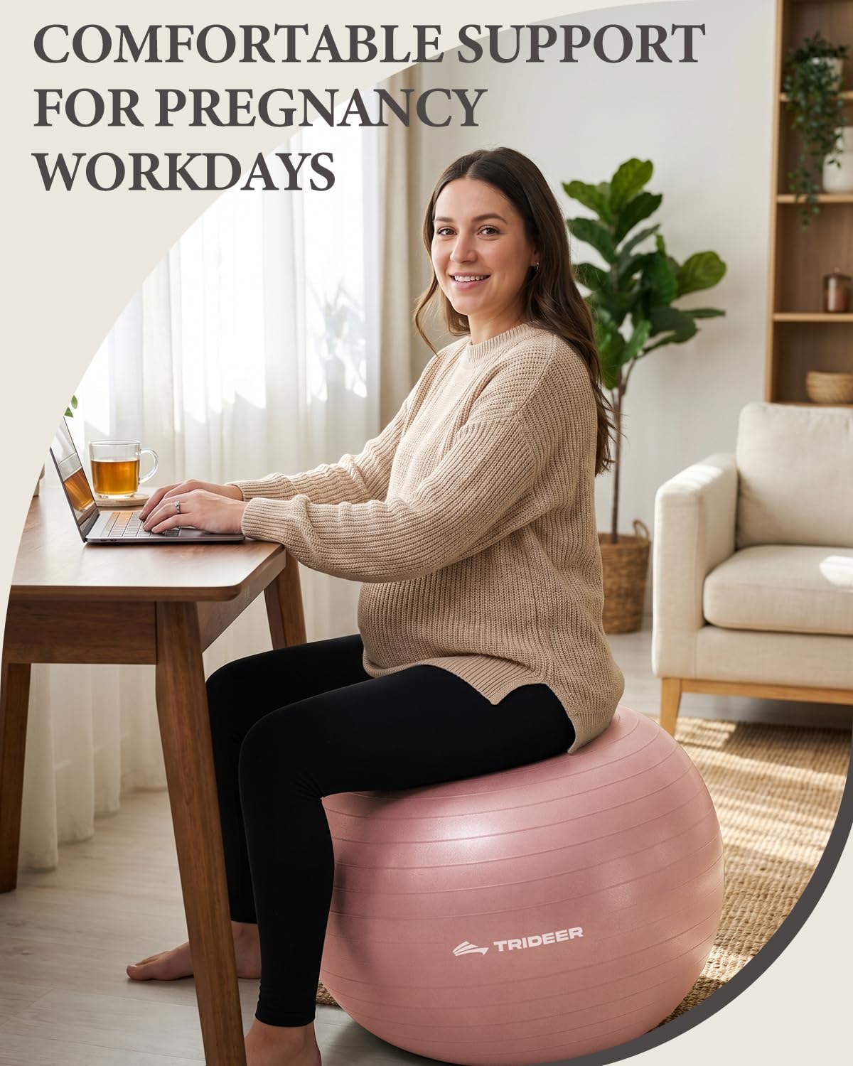 Trideer Exercise Ball Yoga Ball – Office Seating & Balance Ball Chair, Stability Ball for Pilates, Physical Therapy,Core Training & Balance Improvement & Stretching
