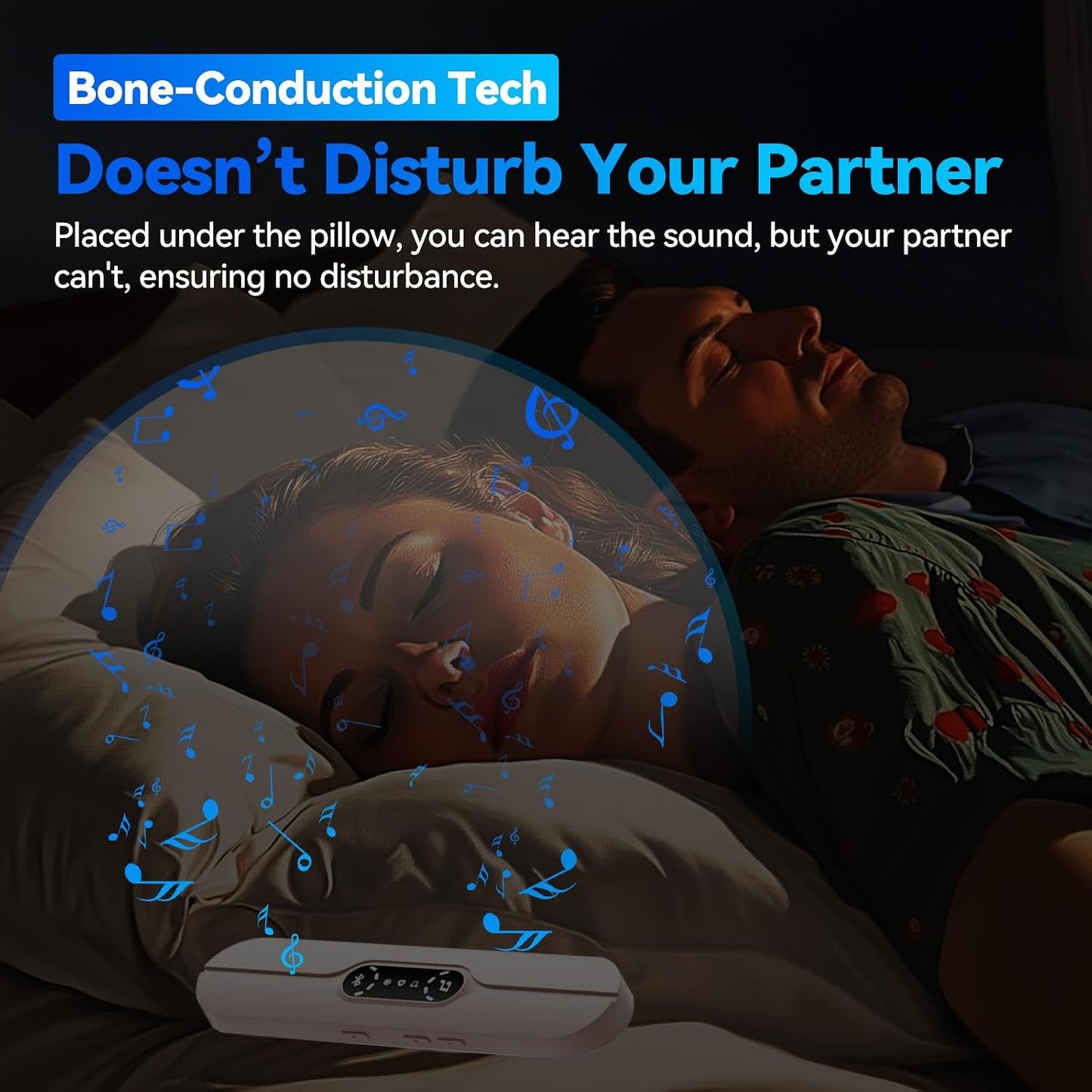 10 400mAh Under Pillow Speaker Bluetooth for Sleeping - Bone Conduction Pillow Speaker with Built-in White Noise