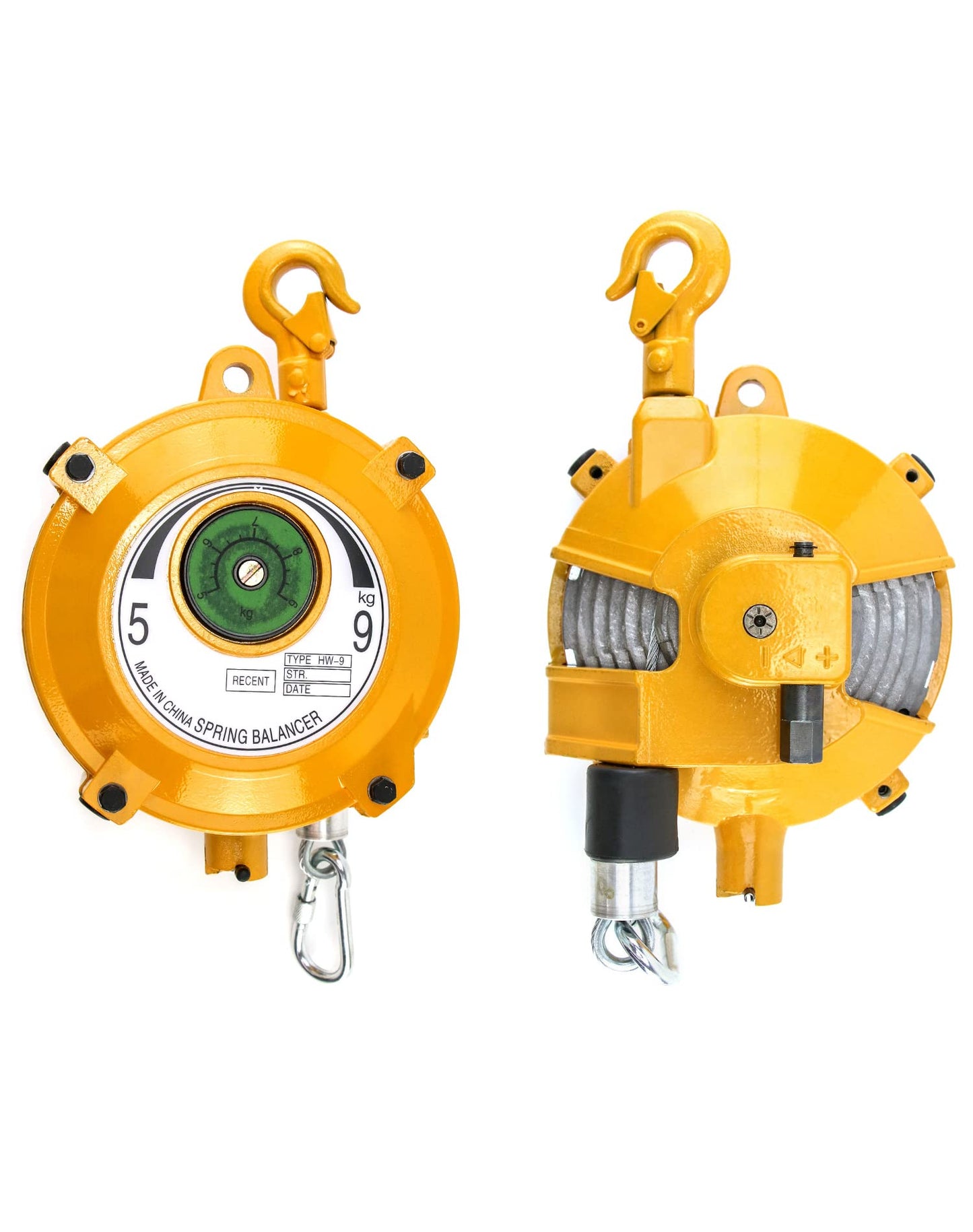 QWORK Spring Balancer, 2 Pack 11-19 lbs Retractable Balancer with 5 Ft Long Wire Rope and Hook, Retractable Spring Tool Hanging Holding Equipment