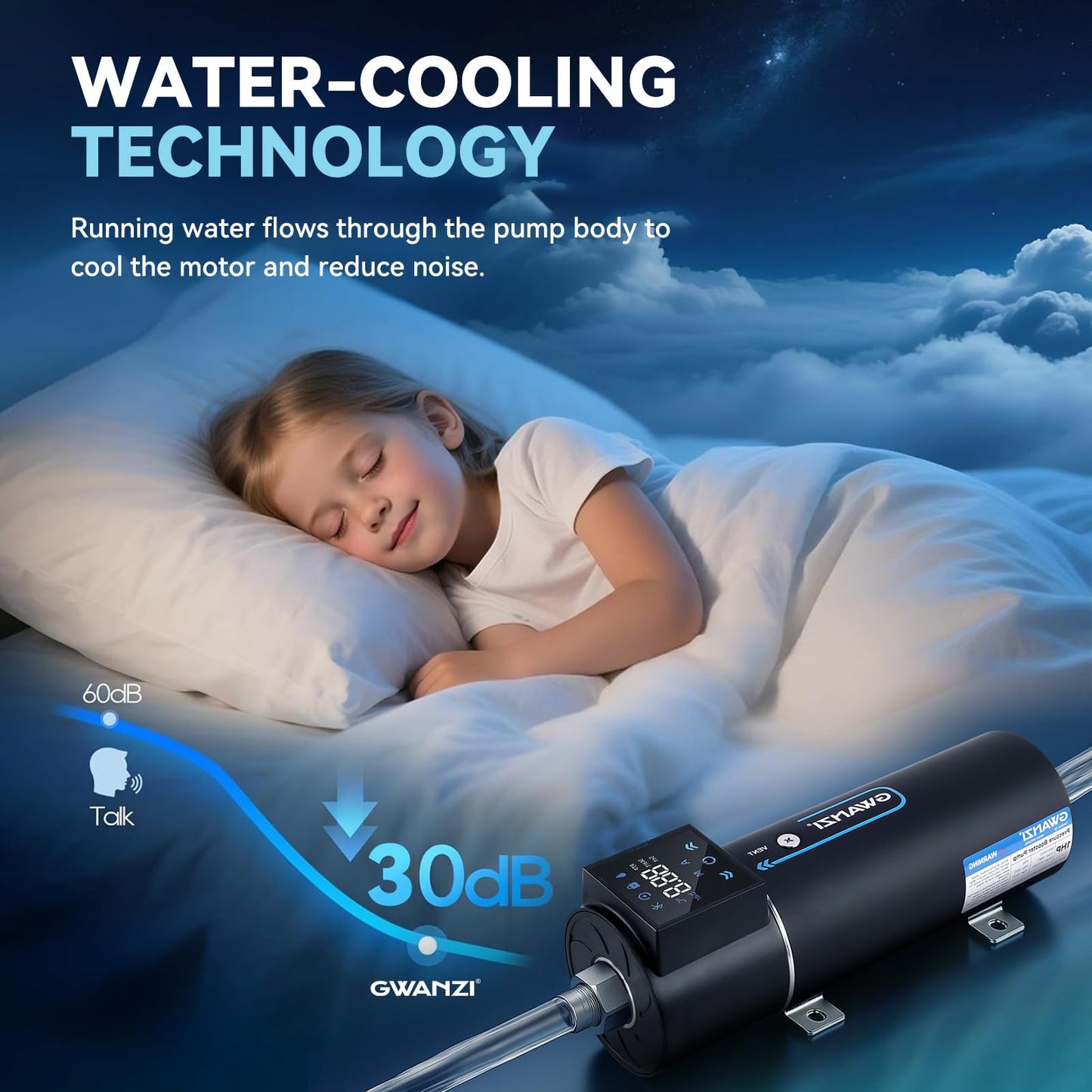 1HP Whole House Water Pressure Booster Pump 90PSI 115V Automatic Variable Speed Penmanent Mangnet Motor Constant Pressure Wireless App Control Compact Design for Home House Villa Apartmen