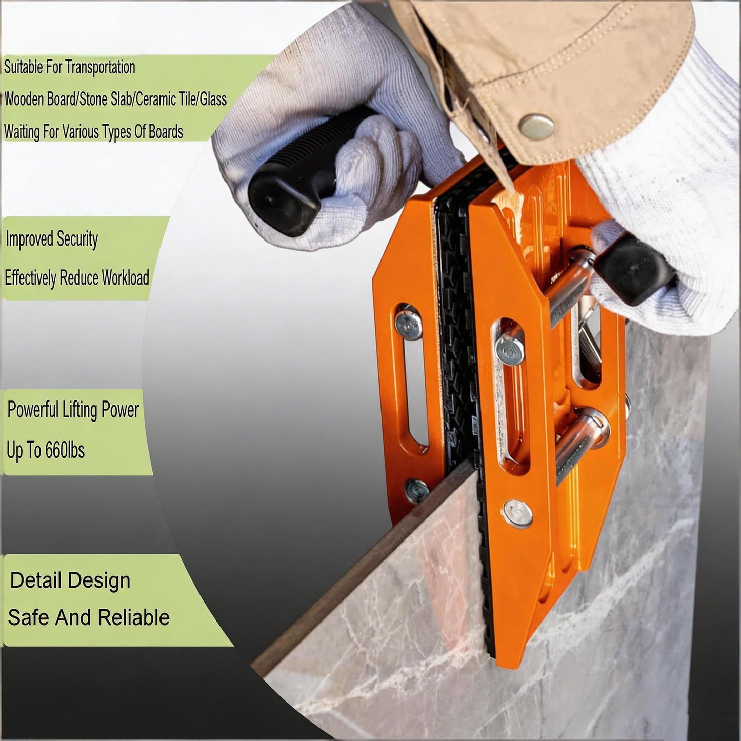 Double Handed Stone Carrying Clamps Granite Carrying Clamps Glass Carrying Clamp 660lbs Transporting Heavy Duty Carry Clamp 2 Pack (Orange)