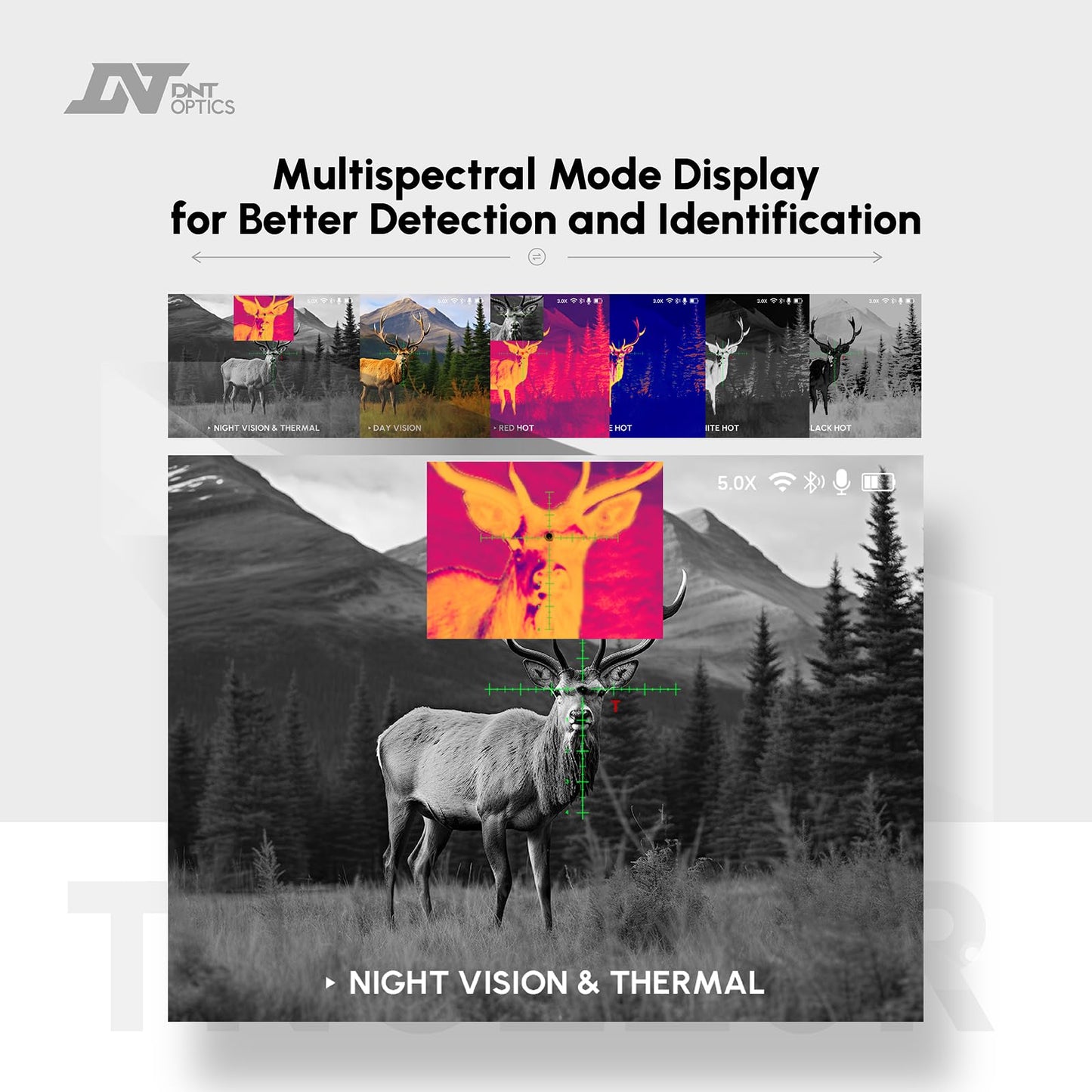 DNT Optics TNC225R ThermNight Thermal & Night Vision Multispectral Scope with Laser Rangefinder and Ballistic Calculator
