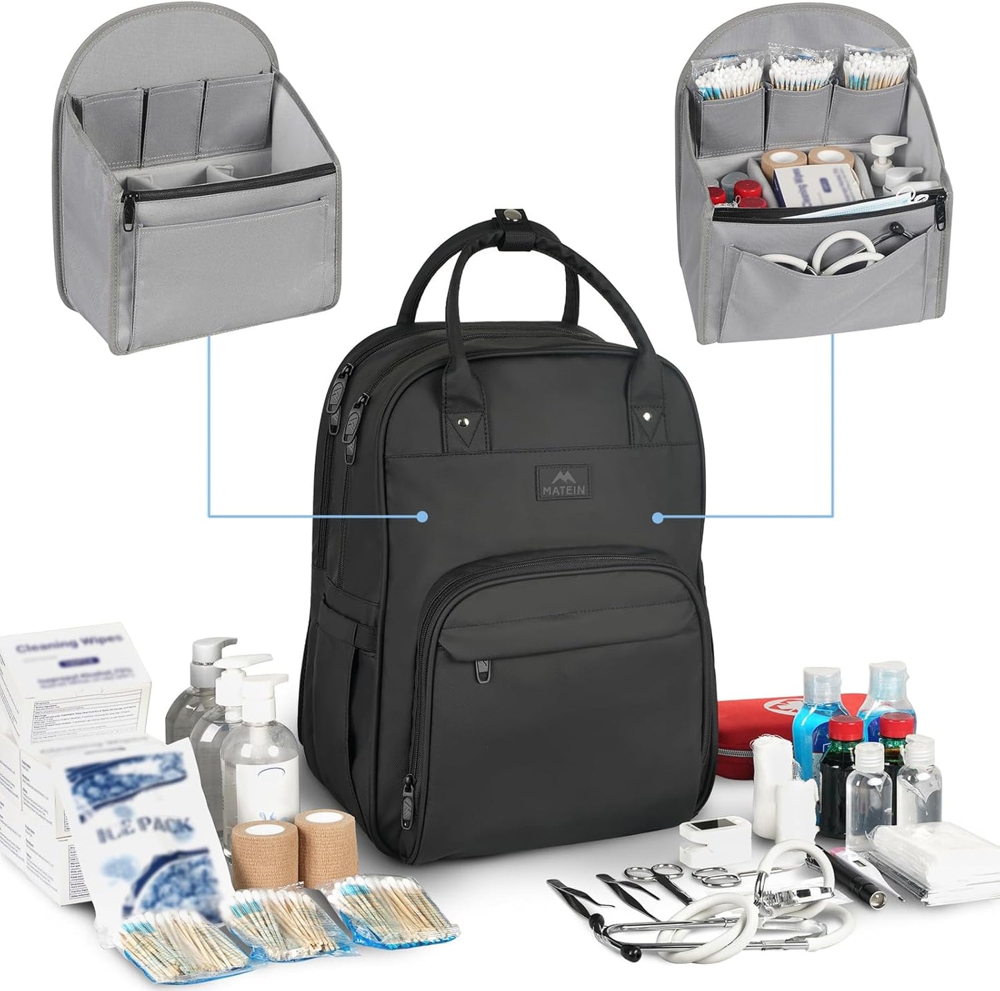 Backpack, 17 Inch Backpack MATEIN Nurse Extra Large Waterproof Laptop with Removable Organizer, Anti Theft Padded