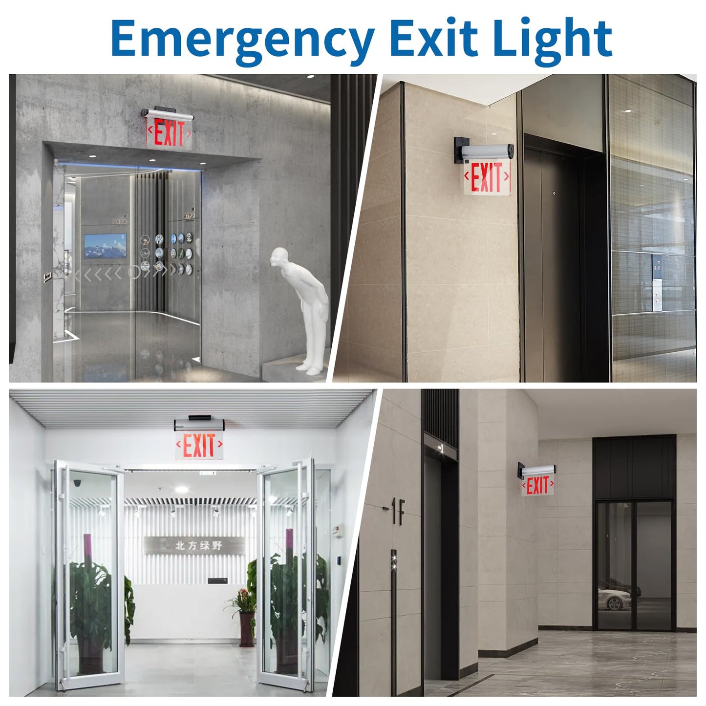 TANLUX Red Exit Signs for Business, LED Edge Lit Exit Sign, UL 924, Hardwired Emergency Exit Lights with Battery Backup, Aluminum Housing with Rotating Acrylic Clear Panel, AC 120/277V, 2 Pack