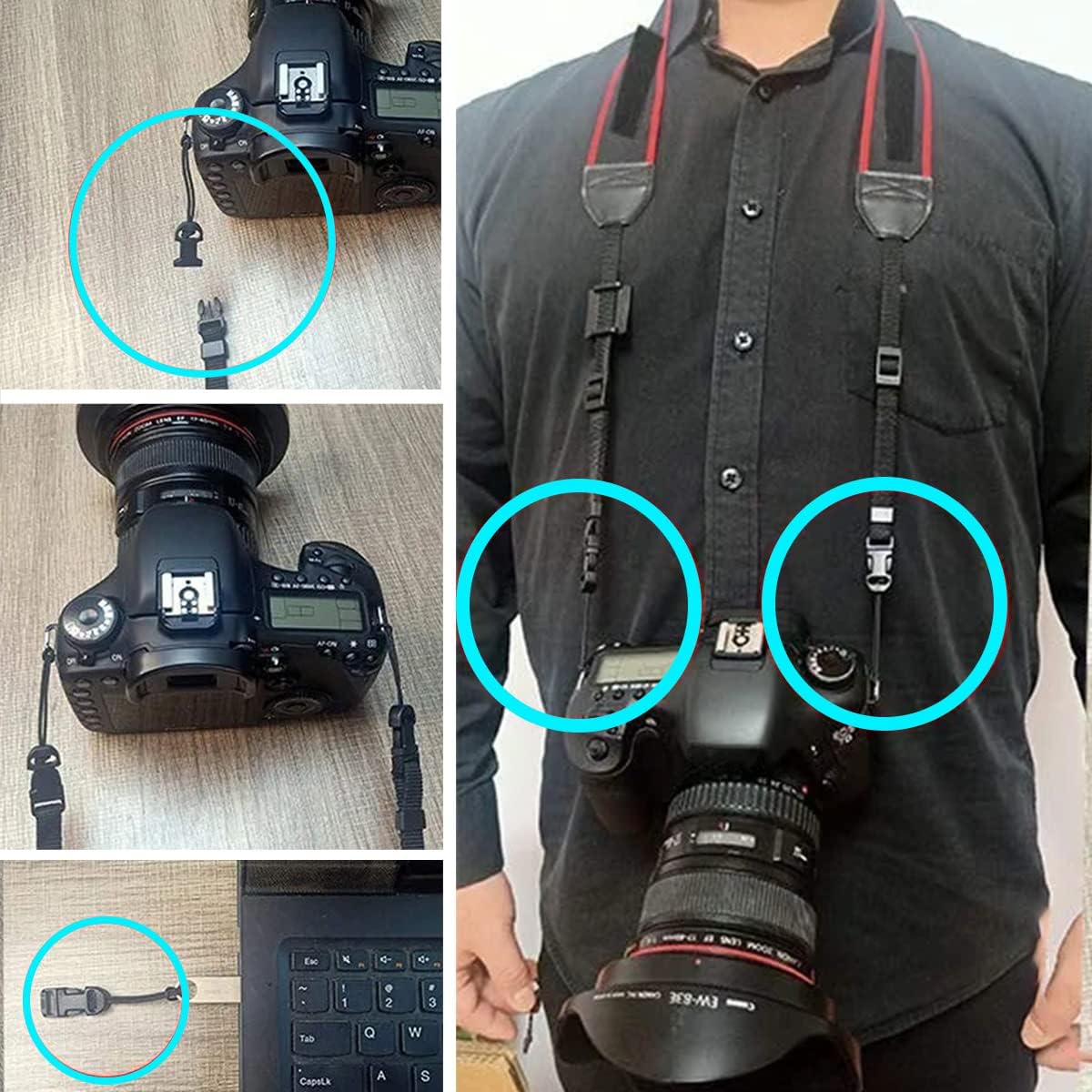 Camera Quick Release Strap Adjustable Quick Release Buckles for Nikon DSLR Camera Strap Quick Release QD Loops Clips