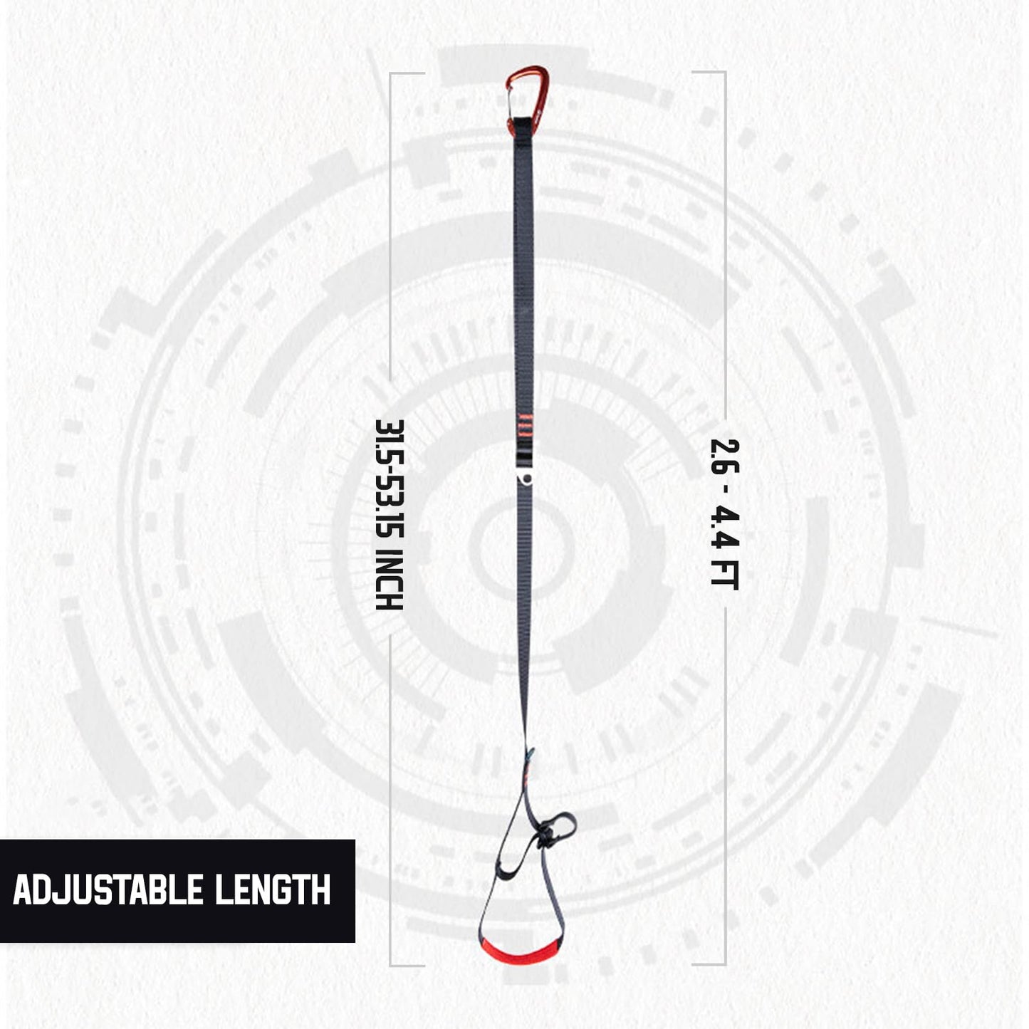 Yulatik 2.6-4.4 FT 16KN Foot Ascender, Adjustable Climbing Ascender Strap Rope Foot Belt Rock Climbing Rappel Rescue for Mountaineering, Rock Climbing, Engineering Protection