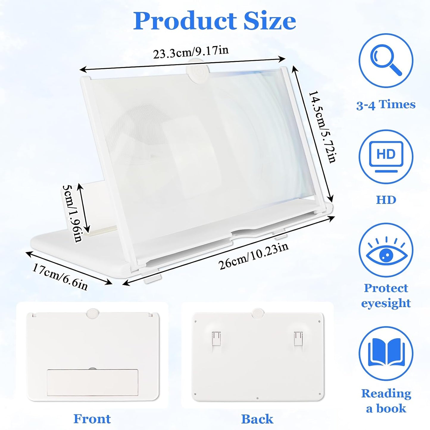 12" 3D 12inch) Screen Amplifier for Cell Phone, HD Amplifiers Projector Horizontal Screen Enlarger for Movies, Videos