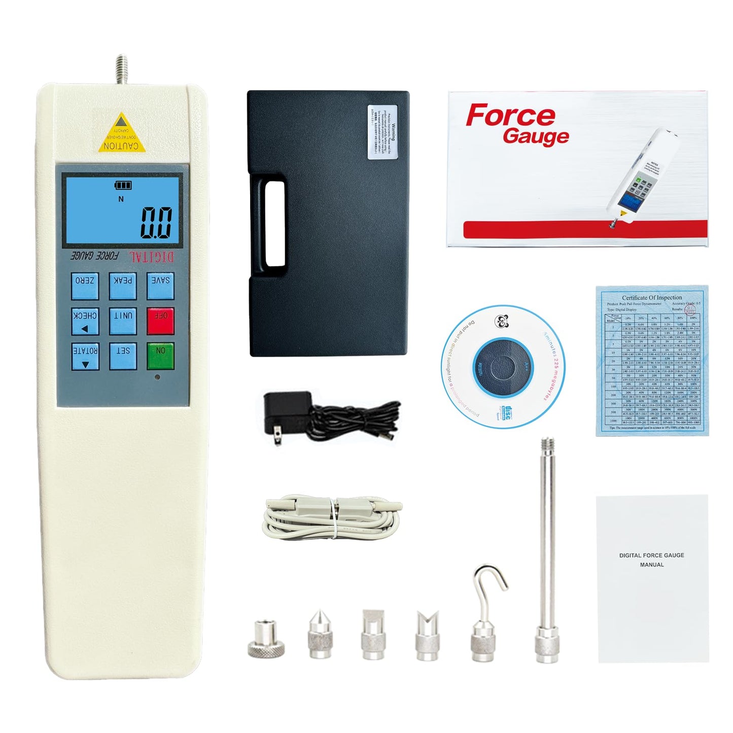 HF-200 Digital Force Gauge Push Pull Gauge Meter 200N with RS232 Cable HF-200N