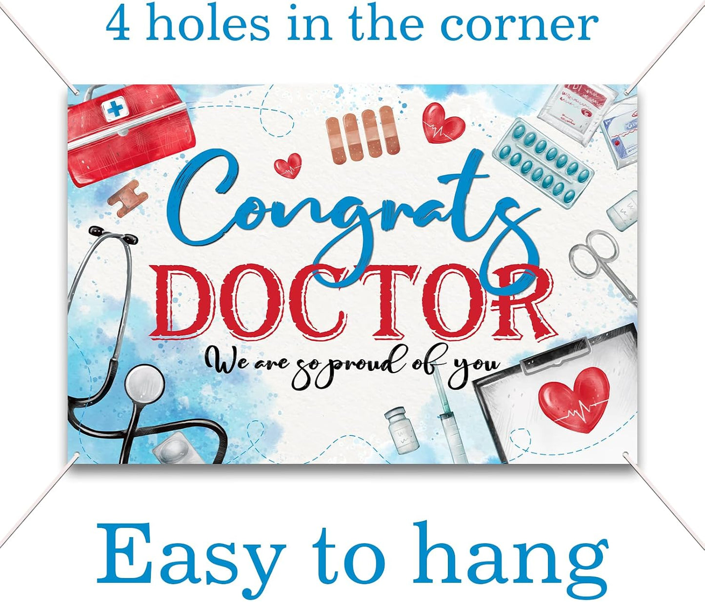 JIFORUI 4x6ft Graduation Congrats Doctor Banner Party Decorations, Medical Graduation Party Supplies, MD Nursing School
