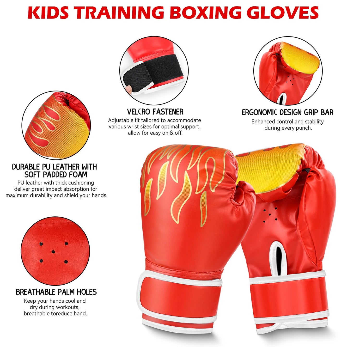 3-in-1 Boxing Gloves Punching Mitts Kick Pack Set for Kids, Curved Boxing Mitts Focus Pads, Adjustable Taekwondo Kick Pad, Gloves for Kicking Karate Kickboxing Muay Thai MMA Training