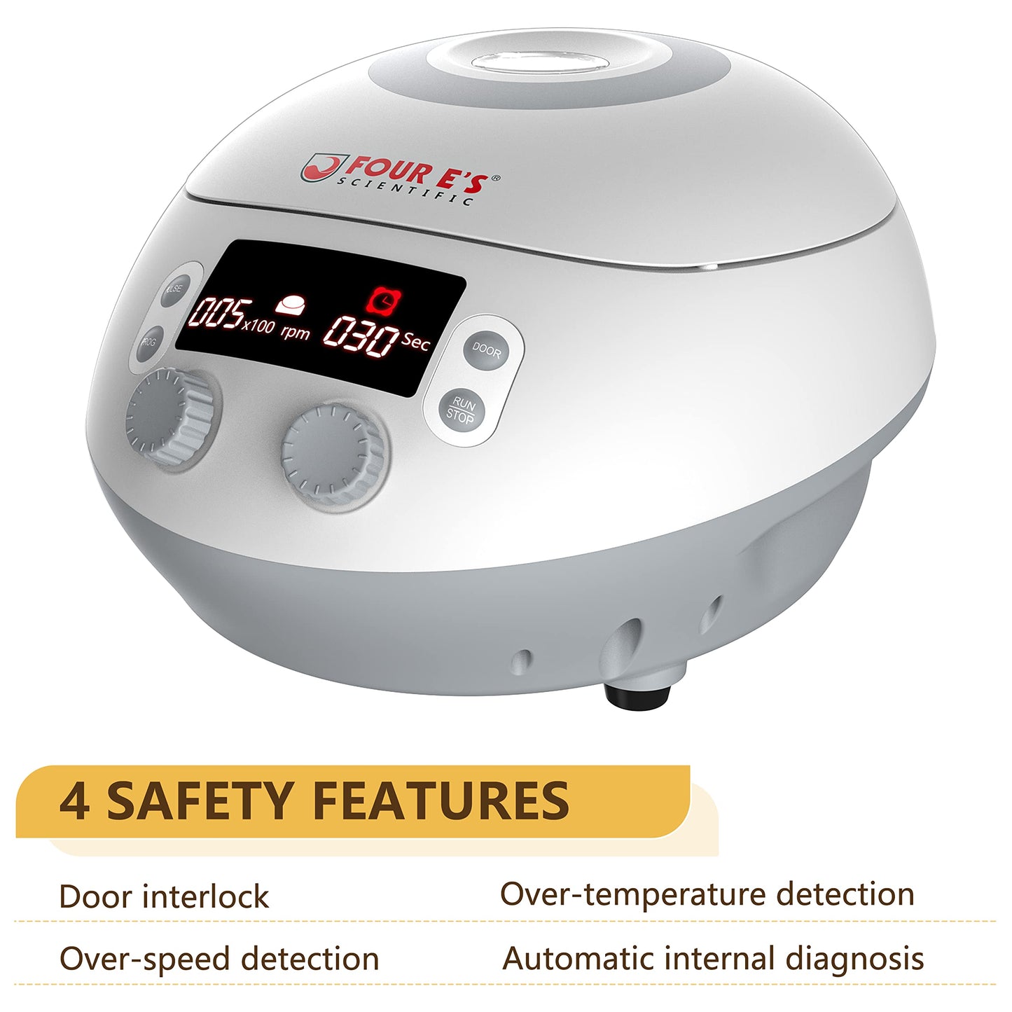 4E's USA High Speed Micro Centrifuge - Benchtop Centrifuge 500 to 15000 RPM Speed with 15100xg RCF, Lab Benchtop Centrifuge Machine with 12-Tube Rotor for 0.2ml/0.5ml/1.5ml/2ml