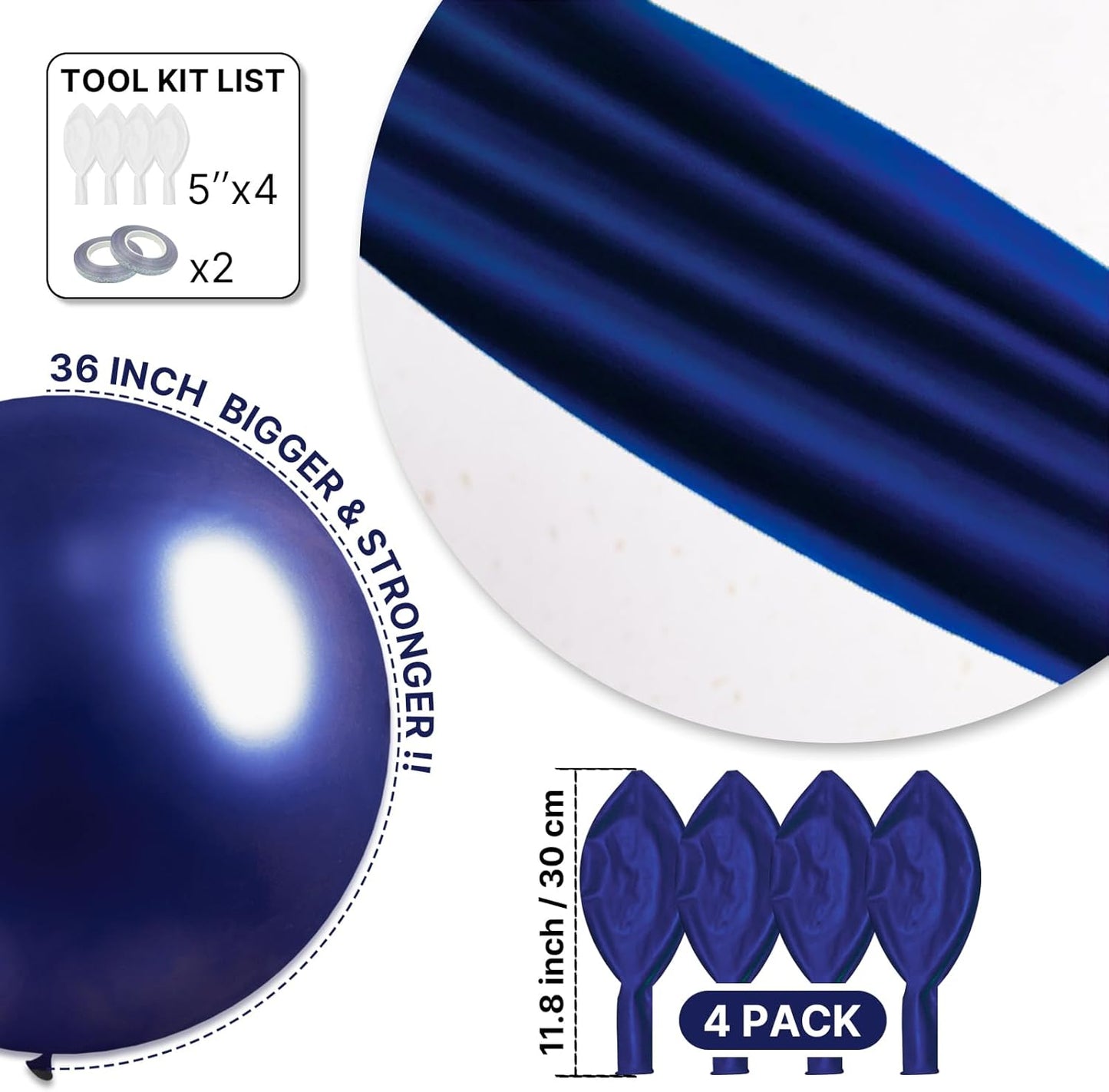 PartyWoo Navy Blue Balloons - 36 Inch Matte Helium Latex for Graduation & Birthday Celebrations