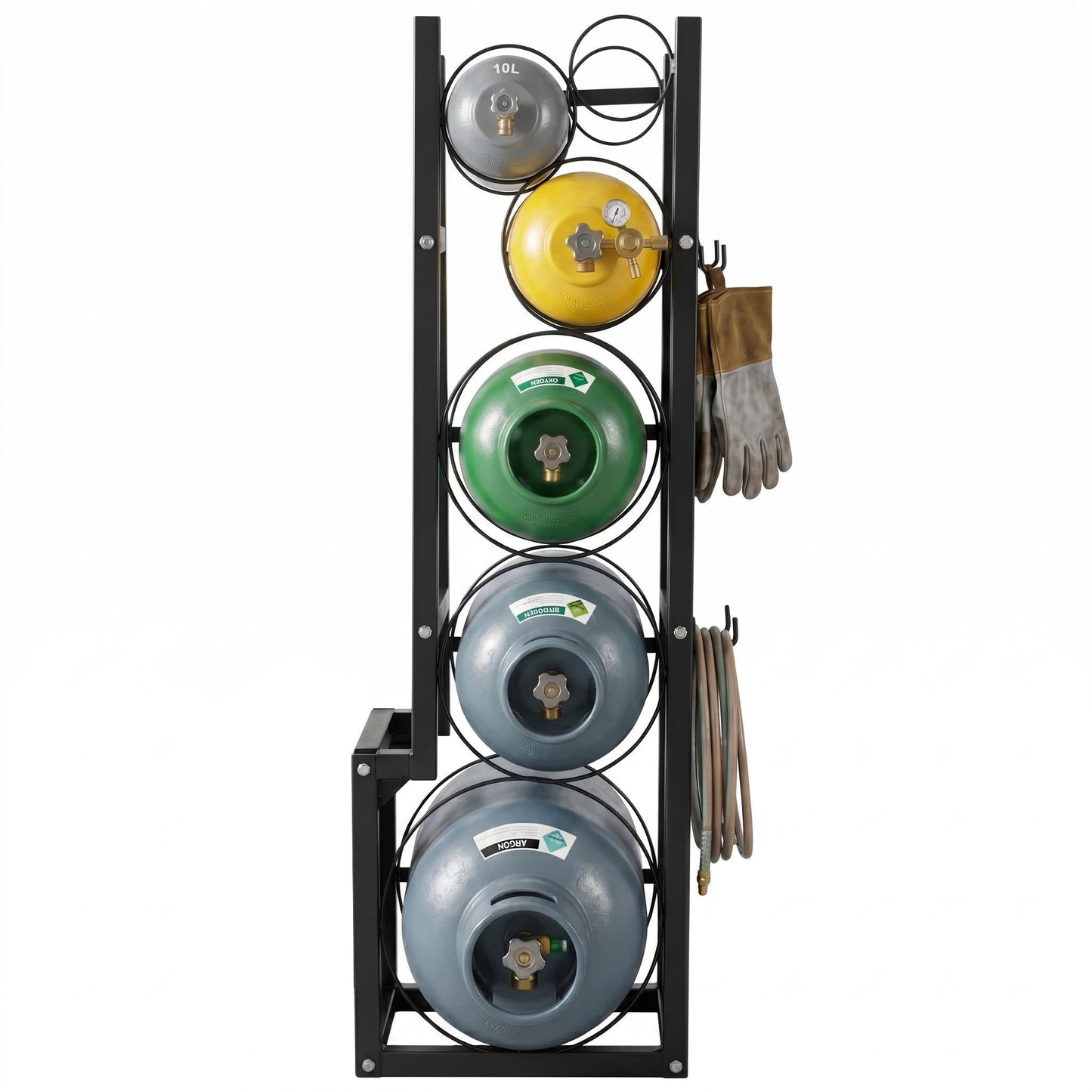 Garvee Refrigerant Tank Rack, 6-Tier Steel Freon Tank Holder for 1x50Lbs and 2x30lbs Cylinders, Heavy Duty Gas Bottle Storage Shelving for Work Van & Shop, Fits Oxygen Nitrogen Gases, 15" x 12" x 48"