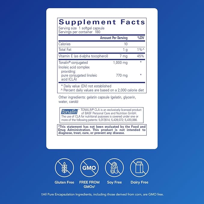 Pure Encapsulations CLA (Conjugated Linoleic Acid) 1,000 mg | Promotes Healthy Body Composition with Exercise* | 180 Softgel Capsules