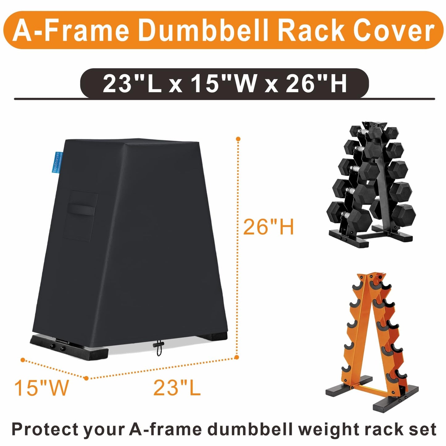 VeyoStories A Frame Dumbbell Rack Cover Outdoor, OWeight Rack Cover, Dustproof & Waterproof - Designed for the 5 Tier A-Frame Dumbbell Set Rack & Weight Rack in a Home Gym. (Cover Only)