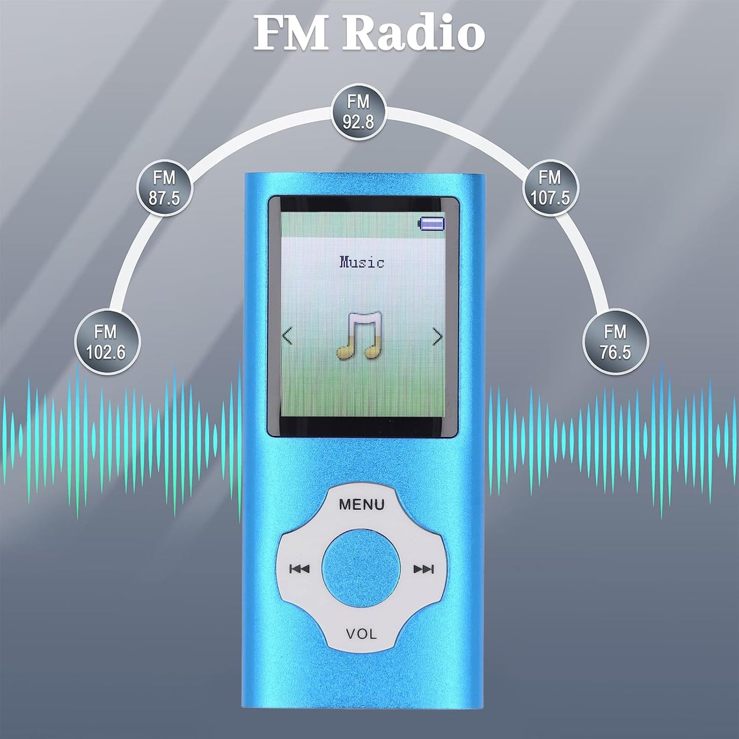 MP3 MP4 1.8in 128GB Player, Lossless Sound Portable Video Music Player, Color Screen Digital Music Player with Speaker