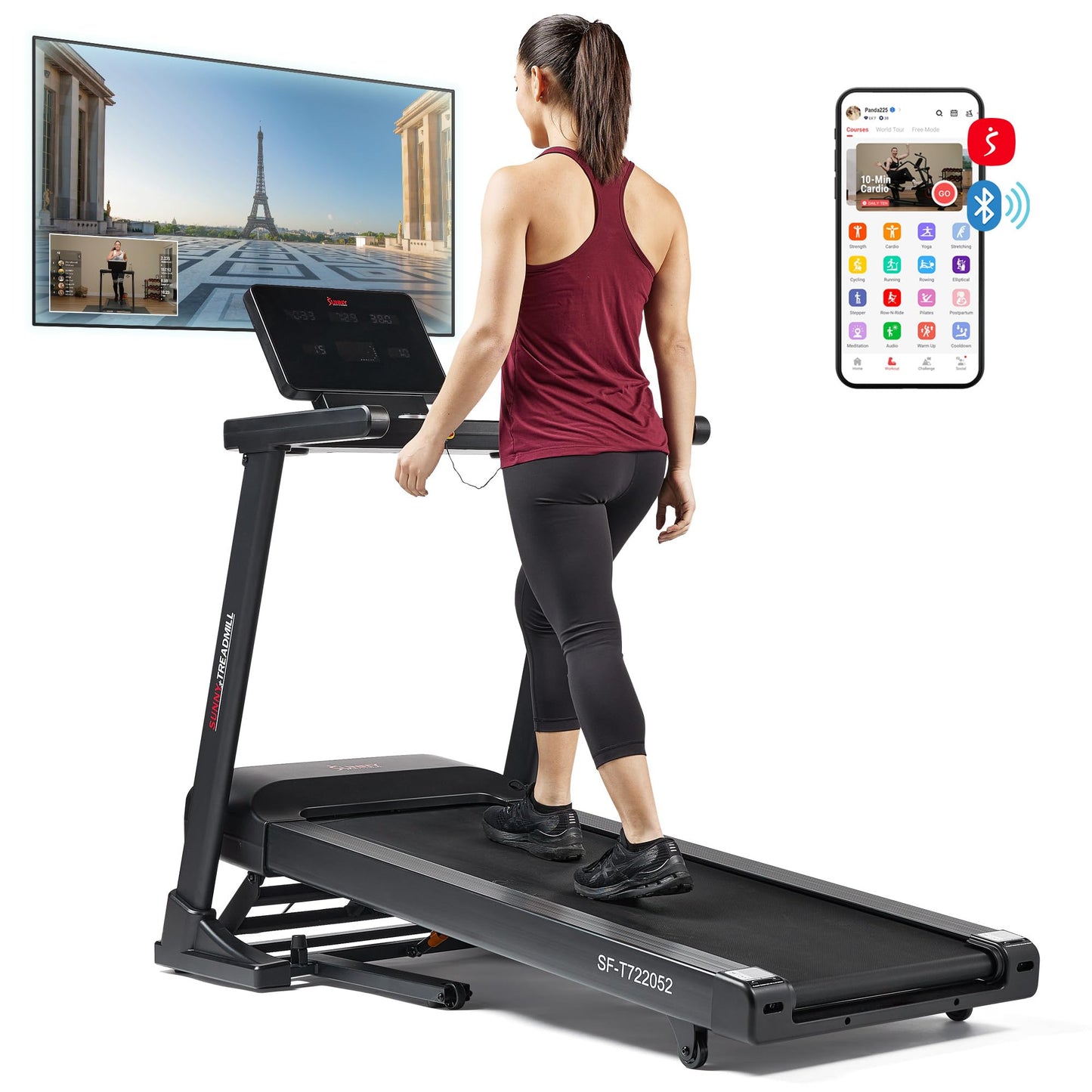 Sunny Health & Fitness Astra Elite Advanced Brushless Technology Treadmill with 15-Level Auto Incline, Wide Running Deck & Exclusive SunnyFit® App Enhanced Bluetooth Connectivity - SF-T722052