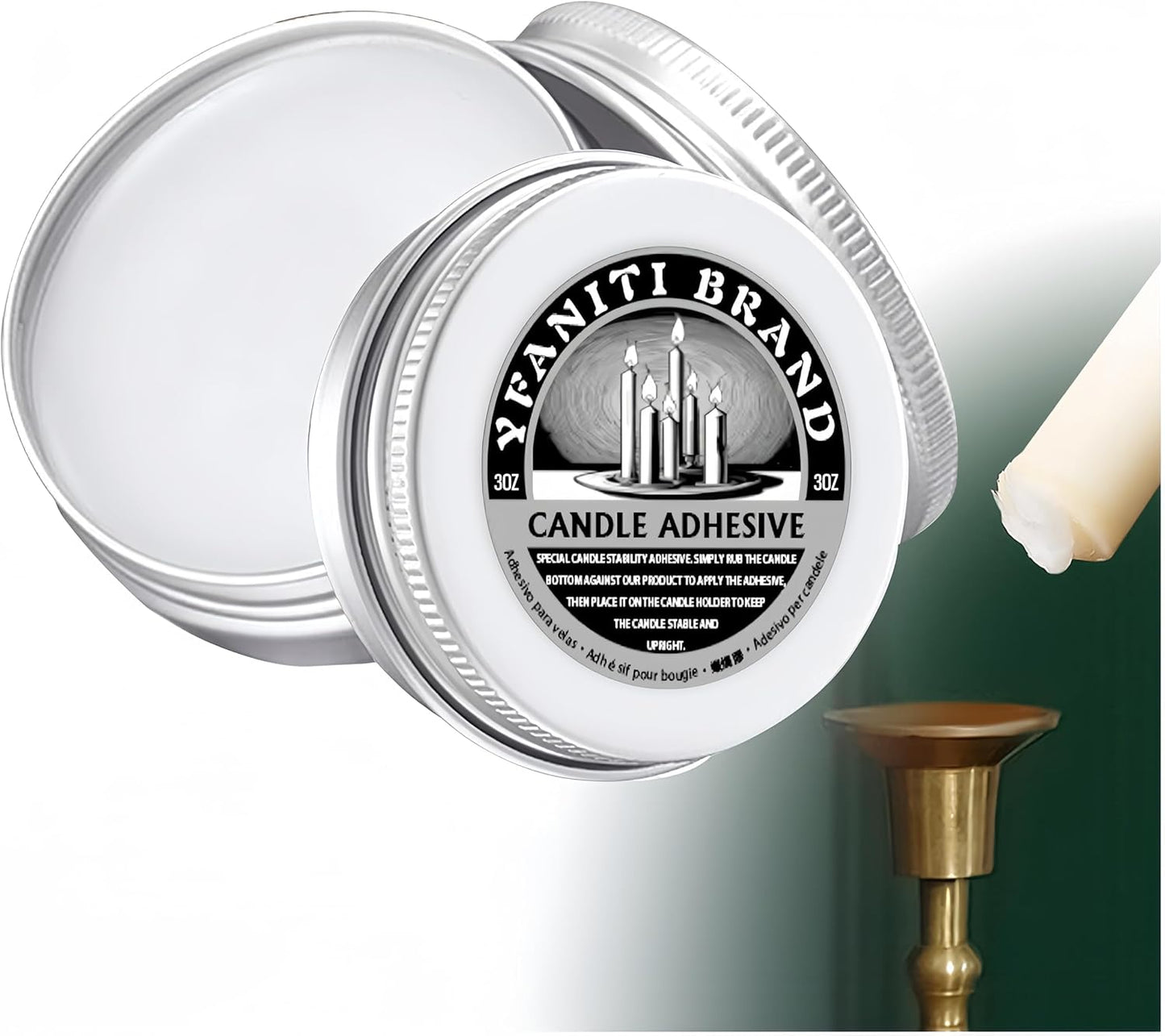 Skiennix Candle Adhesive - 3 oz Taper Candle Glue for Secure Candlestick Hold | Essential Candle Accessory