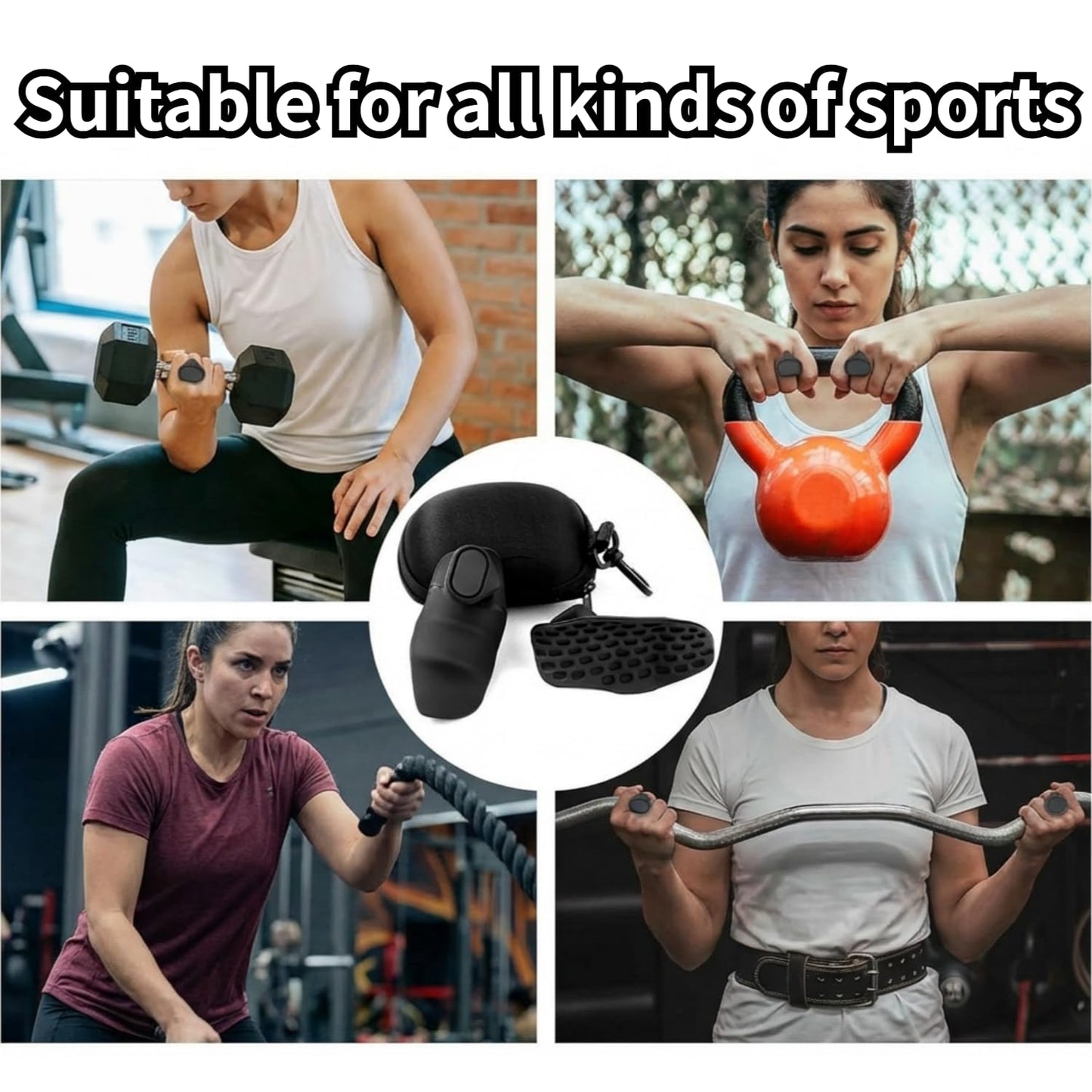 Fiitole 4 Pcs Anti-Slip Workout Grips for Men and Women,Rubber Gym Grips,Hand Grips,Weight Lifting Grips,Ergonomic Rubber Hand Protector Gloves,for Weights Training
