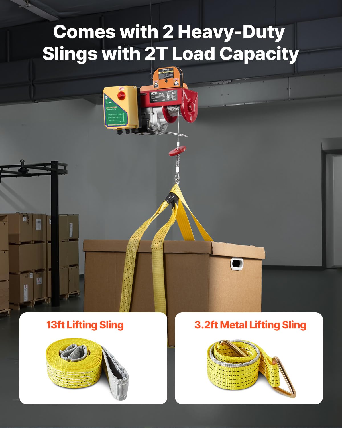 VEVOR 880lbs Electric Hoist with Wireless Remote Control, 110v Electric Hoist with Remote Control, 40ft/20ft Lifting Height Motor, for Garage Warehouse Factory