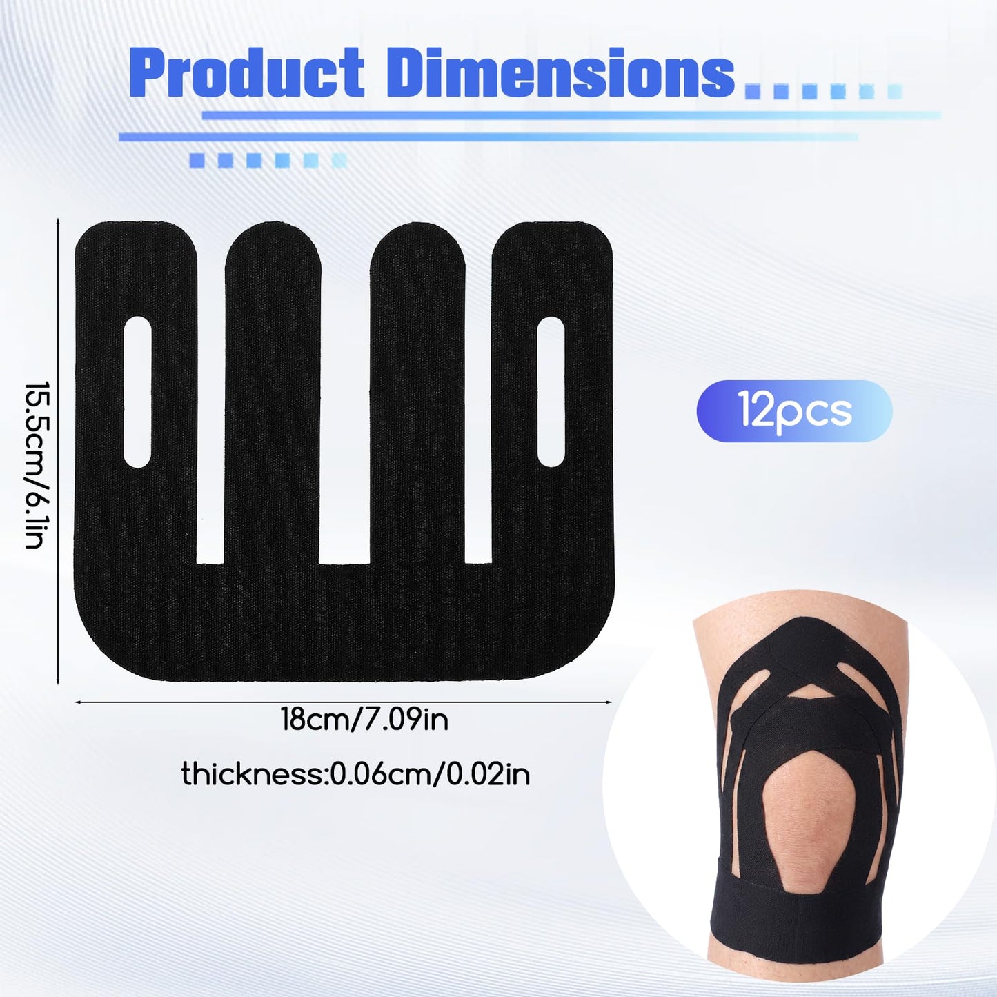 Ocapind 12 PCS Kinesiology Tape for Shoulder, Waterproof Knee Support Tape Pre Cut Athletic Relax Tapes Breathable Comfortable Sports Tapes Elastic Stability for Workout