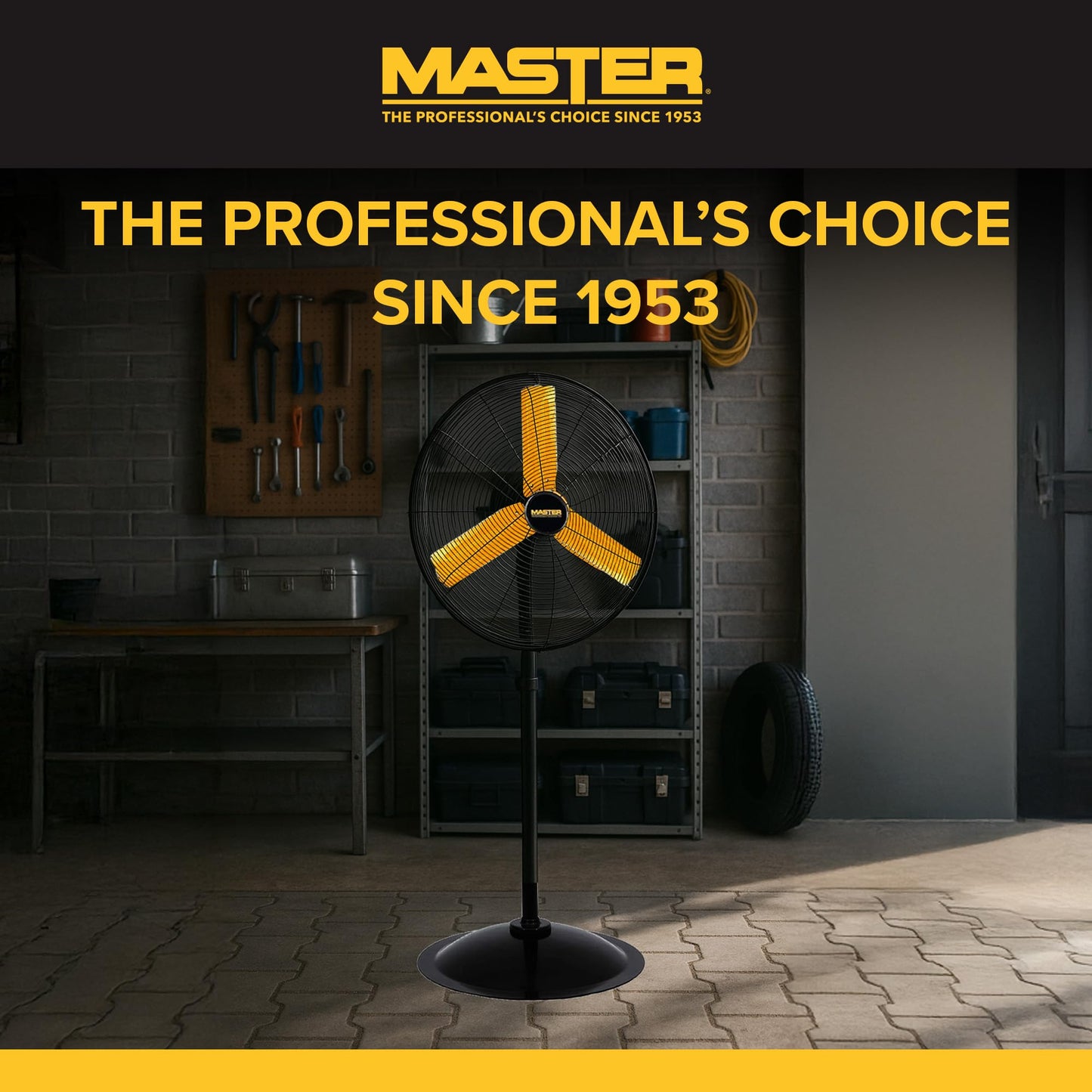 Master 24 Inch Oscillating Industrial High Velocity Pedestal Fan - Use for Shop, Garage or Warehouse, All-Metal Construction with OSHA-Compliant Safety Guards, 3 Speed Settings (MAC-24POSC)