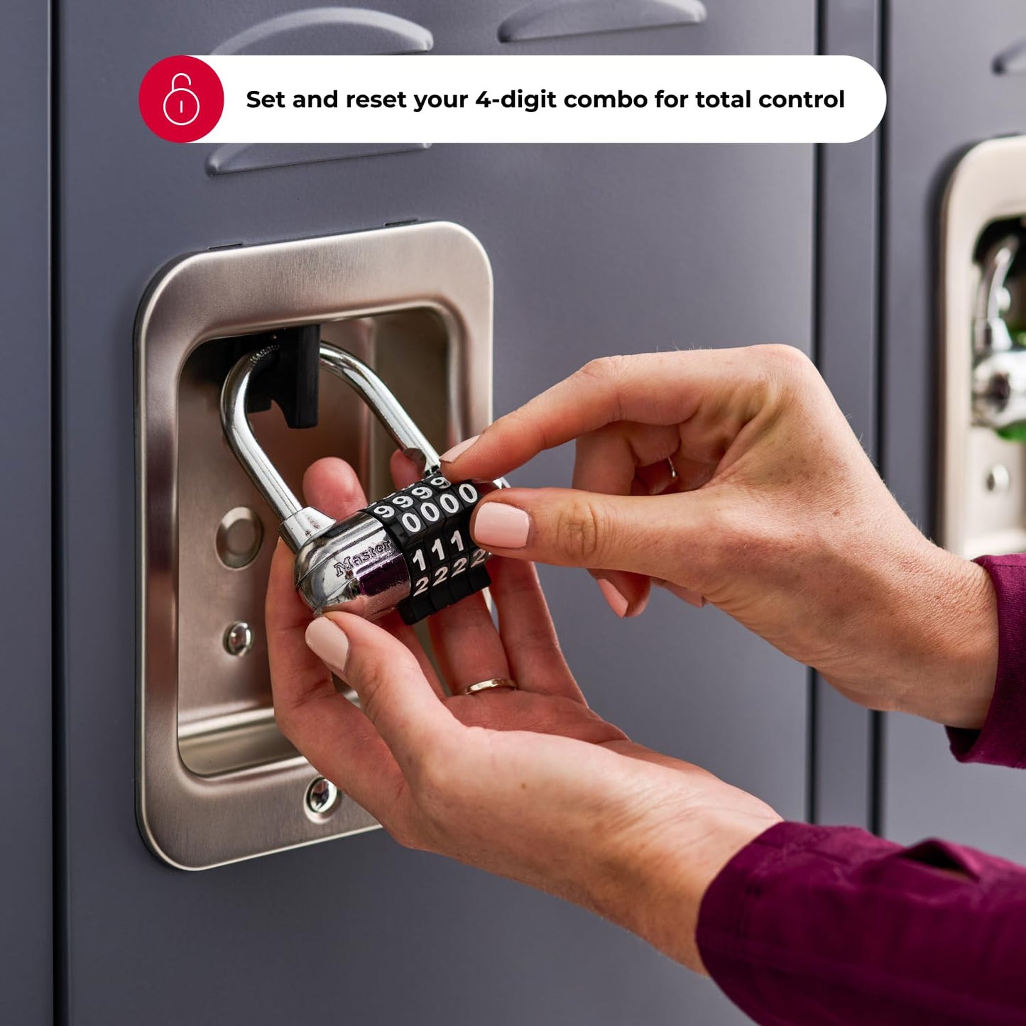 Master Lock Set Your Own Combination Padlock, Gym Locker Locks with Code for Securing Indoor Valuables, Color May Vary, ‎1523D