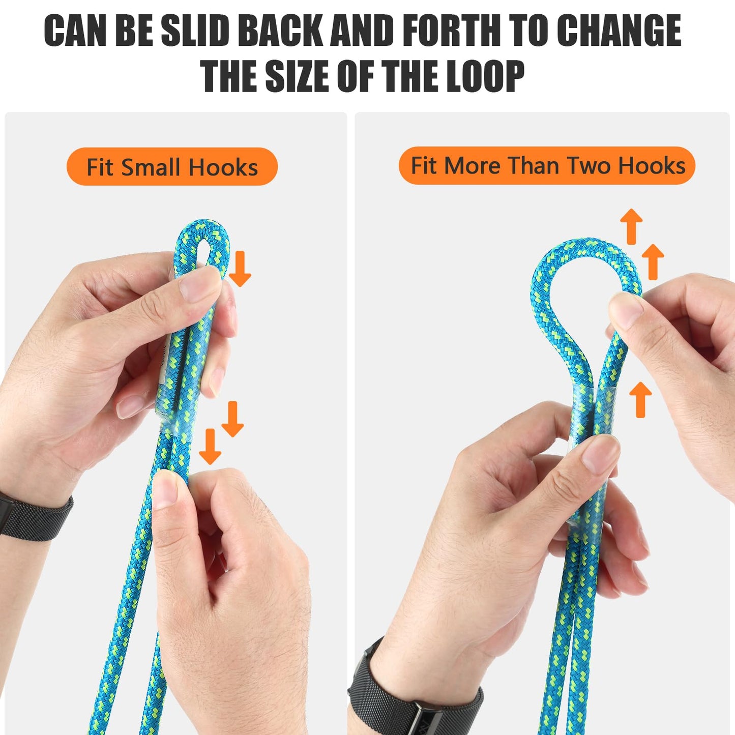 AOLEBA 8MM (5/16") Prusik Loop, Pre-Sewn Prusik Cord, Safety Sewn Prusik Rope for Climbing Arborist Rescue, Outdoor Climbing Aider Prusik Loops 22 Inches - Blue