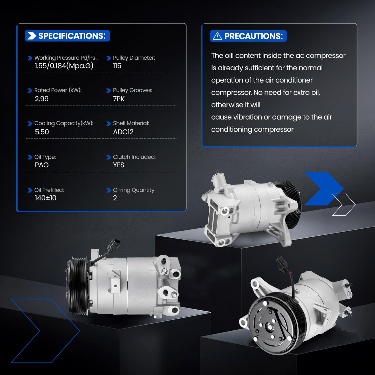 SYKRSS 68671 Air Conditioning A/C Compressor with Clutch Compatible with Nissan Maxima Murano 2009-2014 3.5L, Compatible with Nissan Pathfinder 2013-2015 3.5L, for Quest 2011-2015 3.5L V6 GAS