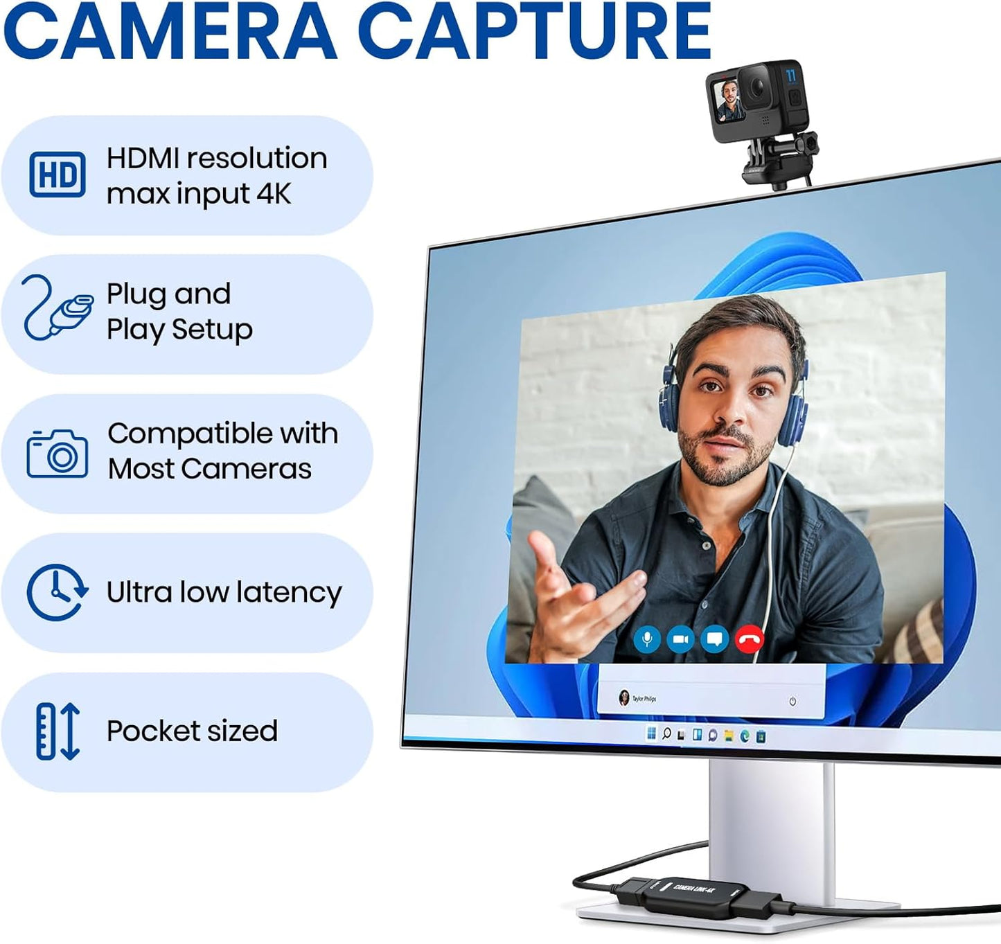 4K 3.0, Cam Link USB Capture Card HDMI to USB Plug-and-Play for Microscopes, DSLR, Electronics Repair & Precision Work