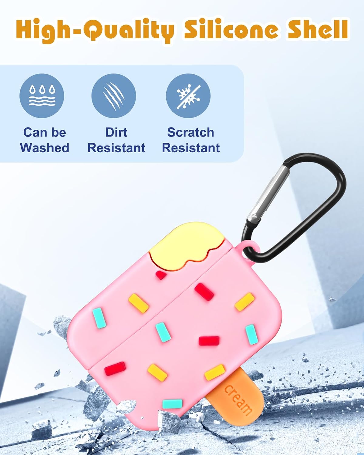 Joyleop 3 3D 3rd 2025 for Airpods Pro Case - Cute Funny for Women Girl Kids Girly Kawaii Ice Cream Cartoon Design Soft