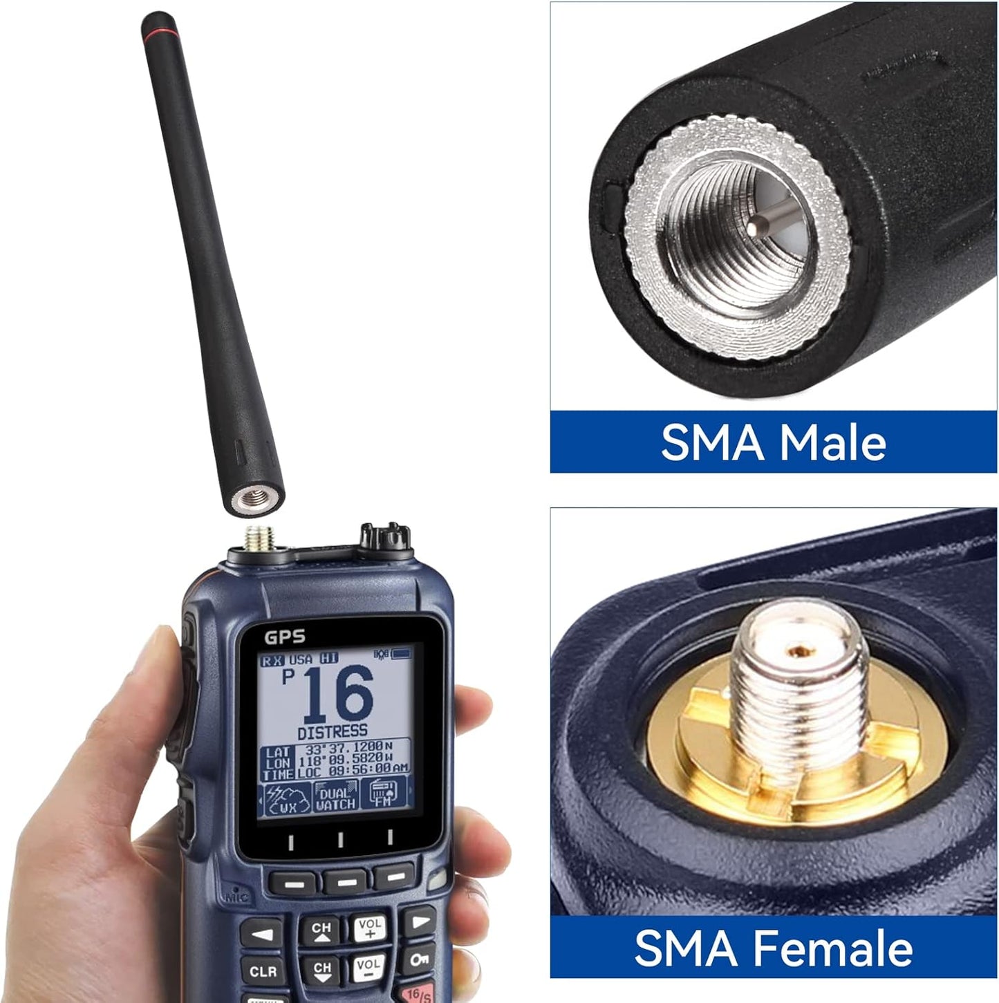 BINGFU 136-174MHz 2-Pack HX210 HX870 HX890 HX300 HX380 HX40 HX280 HX290 HX370 Handheld Marine VHF Radio Antenna Rubber