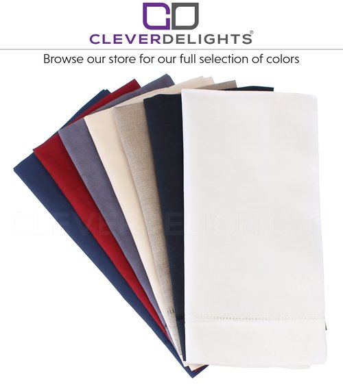 CleverDelights 20" White Hemstitch Dinner Napkins - 12 Pack - 55/45 Linen Cotton Blend