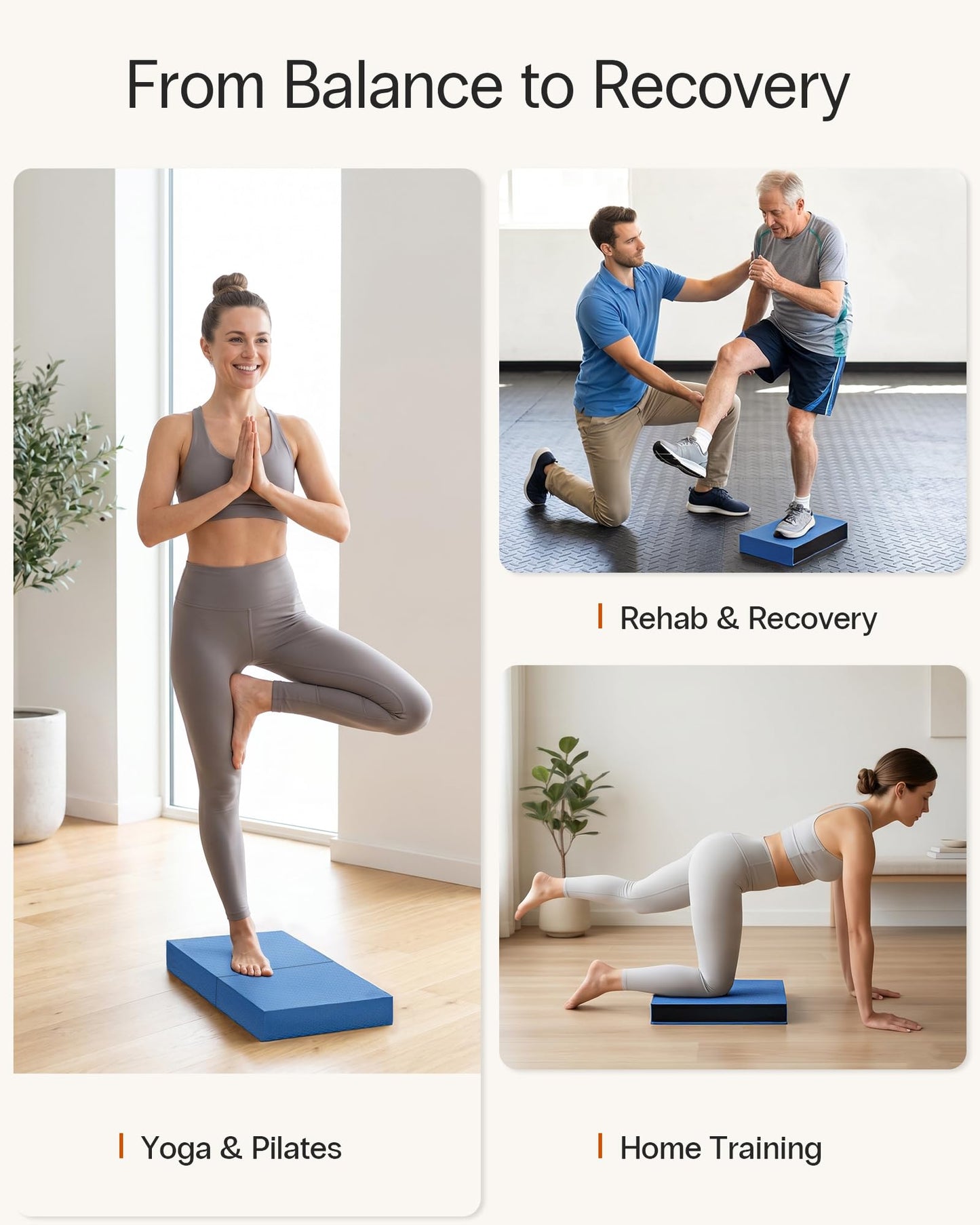 StrongTek 2-in-1 Non-Slip Balance Pad - High-Density Foam Cushion, Supportive Exercise Mat & Knee Pad for Core Training, Yoga, Pilates, Physical Therapy, Stability Training, Stretching, and Rehab