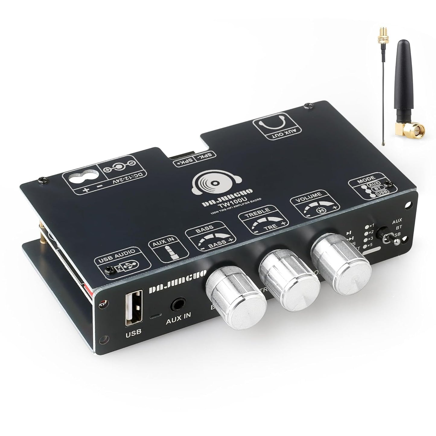 TW100U 100W 5.3 TPA3116D2 (19V/24V), 12-24V Mono Bluetooth Amplifier Board, Digital Power Amp Module with Built