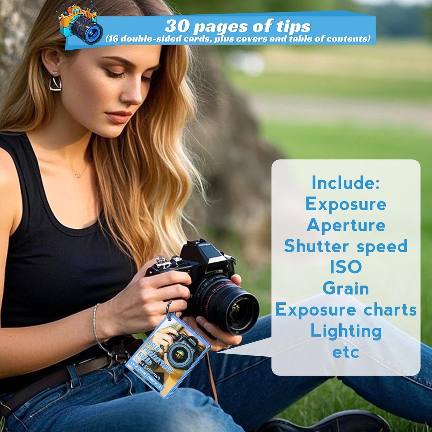Beginners,Settings,Exposure, etc.43 Inch OCQOTAT Photography Cheat Sheet for DSLR Camera Accessories for Canon Nikon