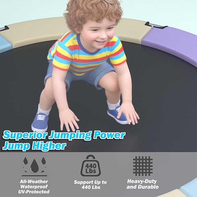 Trampoline for Kids 55inch Toddler Mini Small Trampoline Outdoor Indoor Basketball Hoop, Swing, Gift for Baby, Toddlers & Kids Ages 3-6