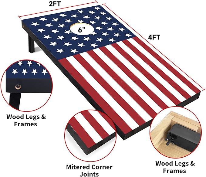 PetGirl Wood Cornhole Boards Set, Indoor & Outdoor Corn Hole Games for Adults Kids, Corn Hole Sets with Carry Case & 8 Bean Bags, Toss Game for Yard, Backyard, Beach