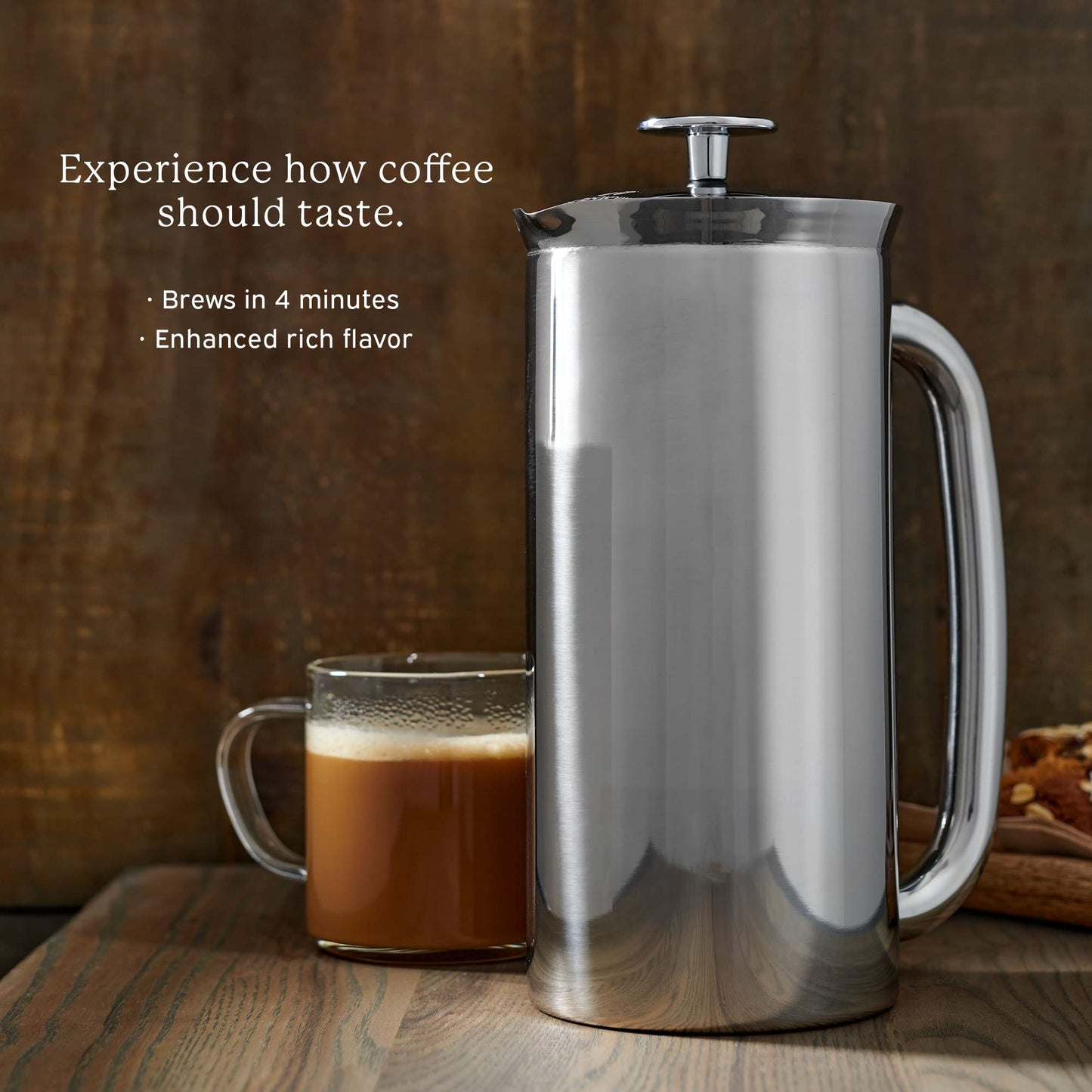 ESPRO - P7 French Press - Double Walled Stainless Steel Insulated Coffee and Tea Maker with Micro-Filter - Keep Drinks Hotter for Longer (Polished Stainless Steel, 18 Oz) Cleaning Powder