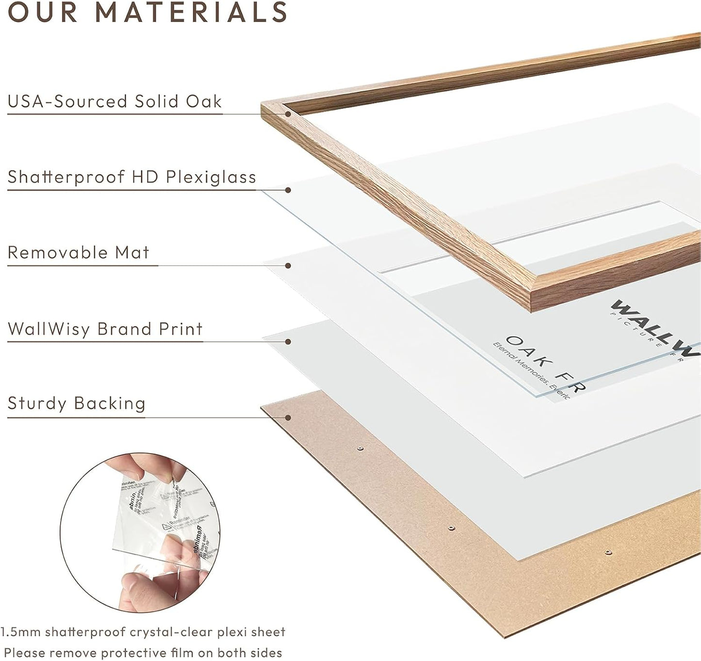 Solid Oak Wood 8x10 Picture Frame by [Brand Name] - Versatile Wall & Tabletop Display | Natural Finish