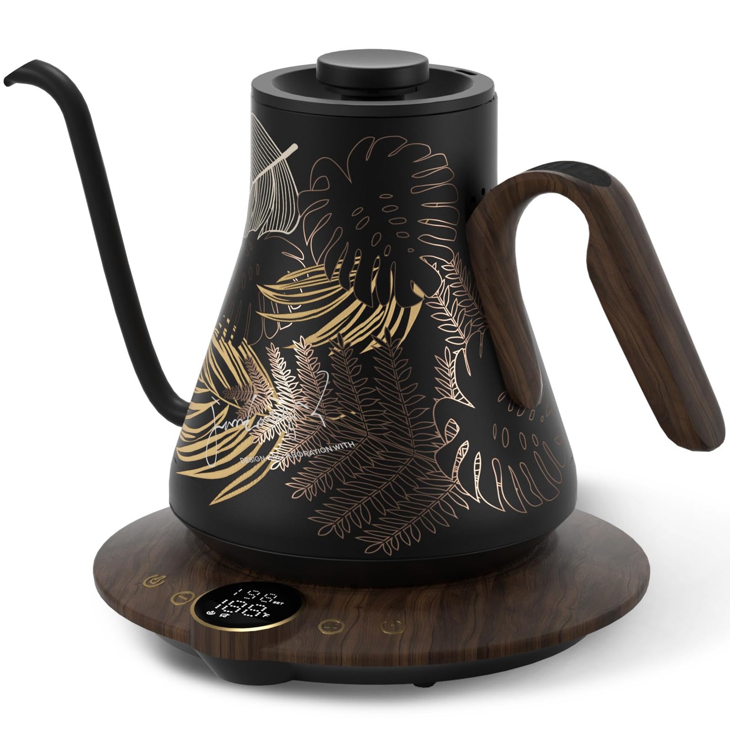 Cocinare Gooseneck Electric Kettle, ±1°F Precise Temperature Control, 1500W Fast Heating, Pour Over Coffee & Tea Kettle with Brew Timer & Keep Warm, Stainless Steel, 0.9L (Rainforest)