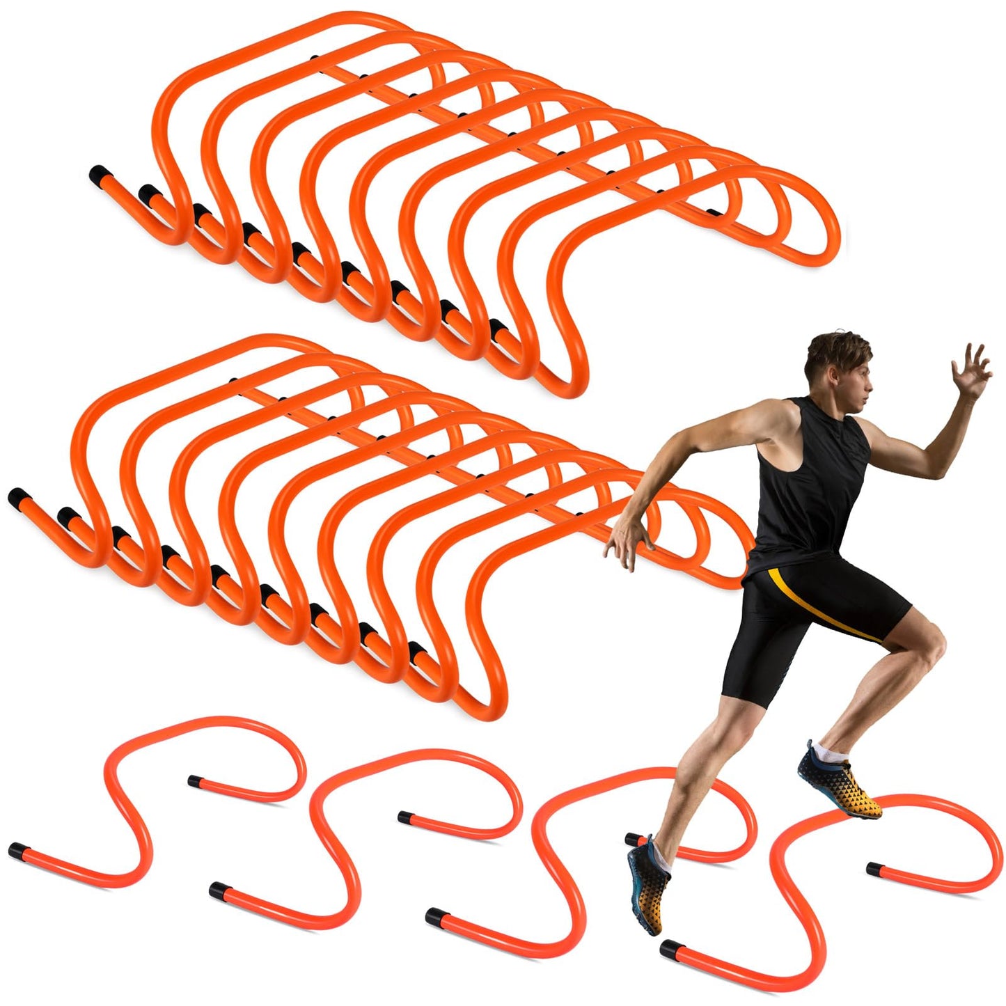 Wettarn 18 Pcs 6" Speed Training Hurdles Durable Agility Training Hurdle Agility Plyometric and All Purpose Equipment for Athletes, Soccer, Basketball(Orange)