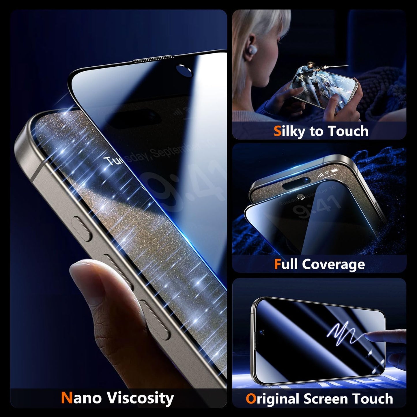 2 Pack 15 6.7 inch 9H+ 15 UniqueMe for iPhone Pro Max Privacy Screen Protector - [Military Grade Shatterproof