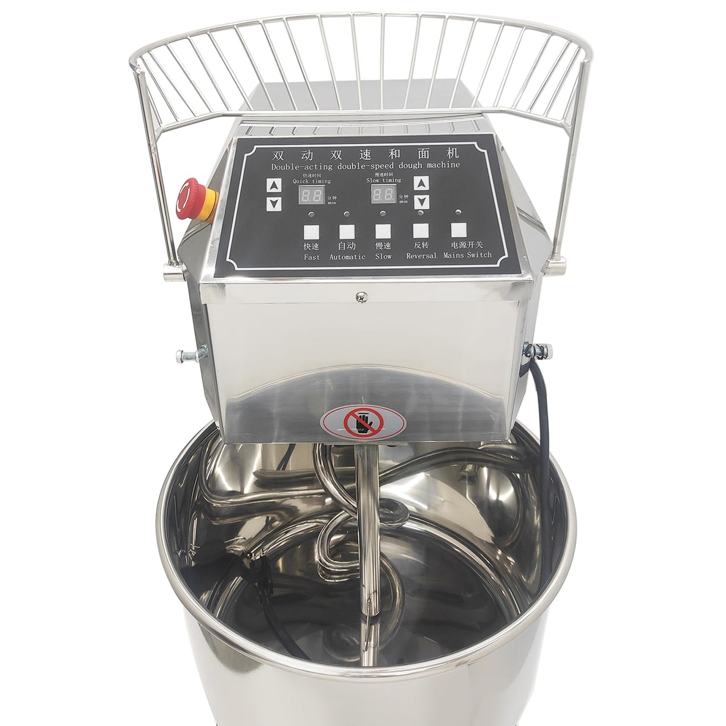 LGXEnzhuo 30L Commercial Dough Mixer with Dual Rotation and Dual Speed, 110V 1500W Electric Dough Kneading Machine - Time Set, Stainless Steel, Emergency Stop, for Pizze and Bread