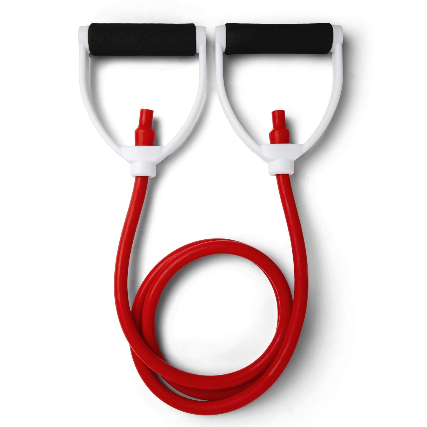 Champion Sports Resistance Tube Bands for Men and Women, Durable Stretch Fitness Band for Strength Training, Stretching, Rehabilitation - Premium Home Workout Equipment - 60 Lbs Resistance Tubing-Red