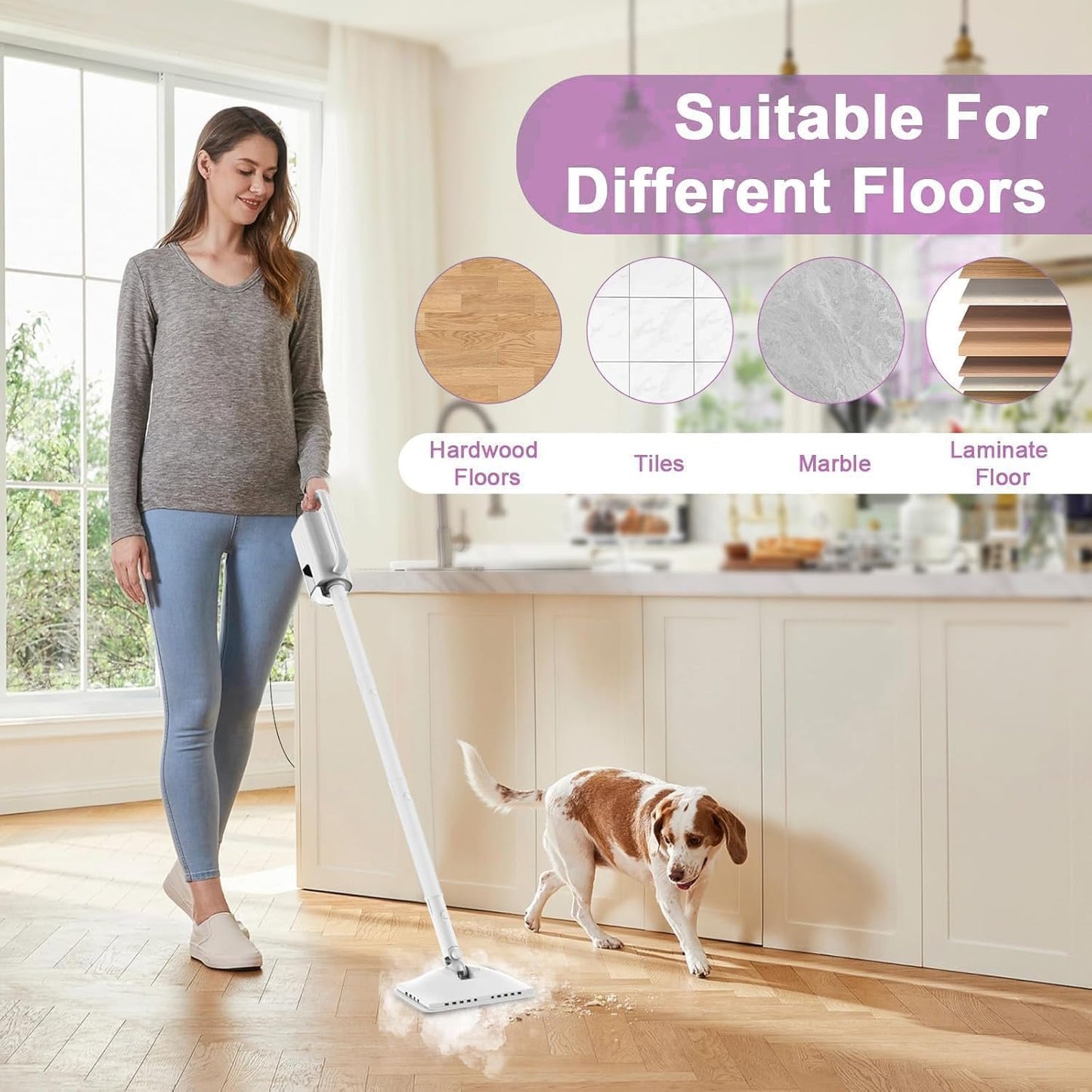 Skiennix 7-in-1 Steam Mop - 1200W Multi-Surface Cleaner with 400ML Tank & 23FT Cord | First Frost