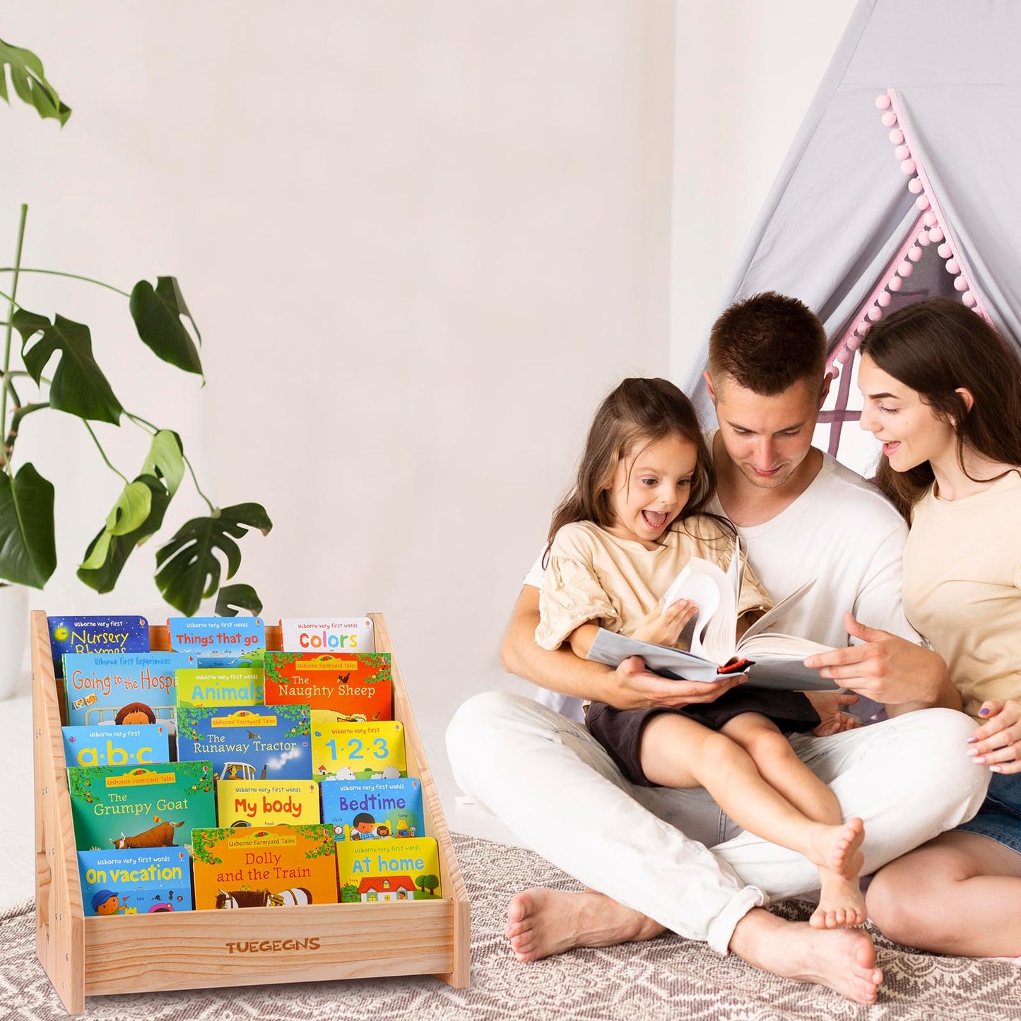 TUEGEGNS Montessori Bookshelf,Toddler Bookshelf for Kids,Organize Your Little One's Reading Adventure with Our Bookshelf - Perfect for Kids!(Wood)