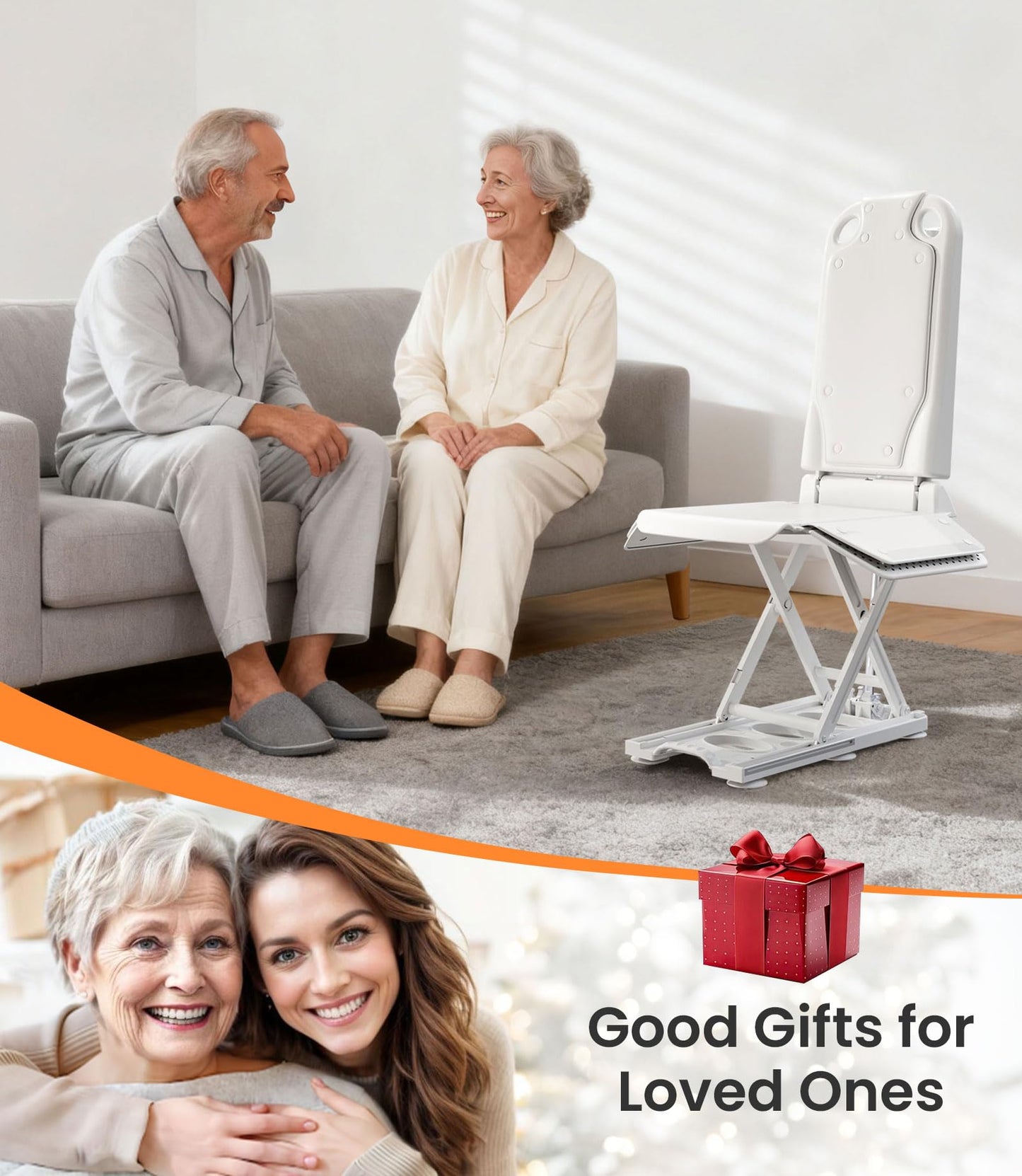 VOLLGUT 2-in1 Electric Chair Lift, Stand Up Independently from Floor, Support Up to 300 LBS, Chair Lift for Elderly, Help You Stand Up for Living Room & Bathtub