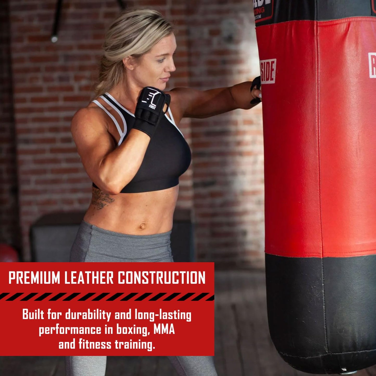 Ringside Soft Filled Leather Heavy Bag – Durable Boxing Punching Bag with D-Ring, Chain & Swivel Included – 16" x 48" – for Training, MMA & Fitness (New & Improved, 100 lb)